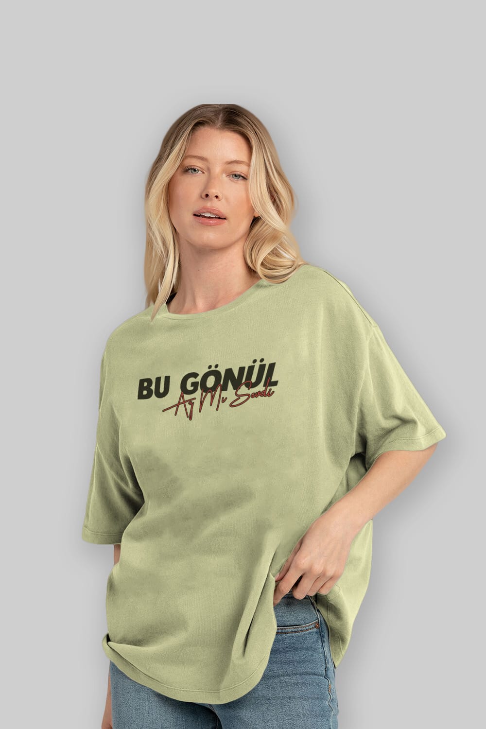 Bu Gönül Az Mı Sevdi Ön Baskılı Oversize t-shirt %100 pamuk Erkek Kadın Unisex