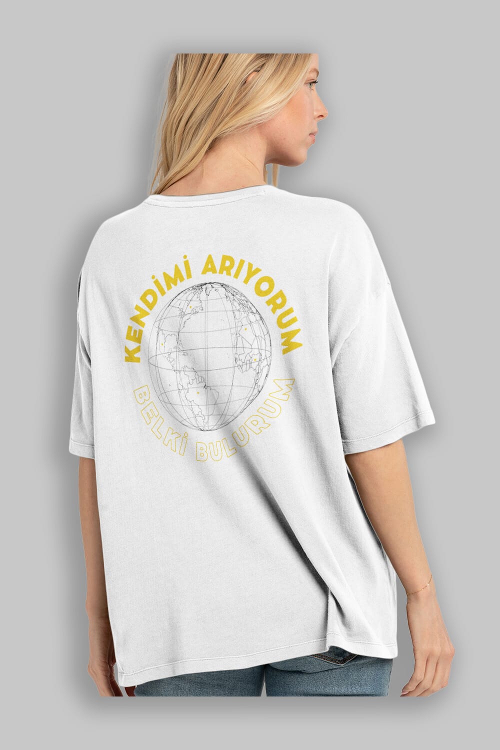 Kendimi Arıyorum Yazılı Arka Baskılı Oversize t-shirt Erkek Kadın Unisex