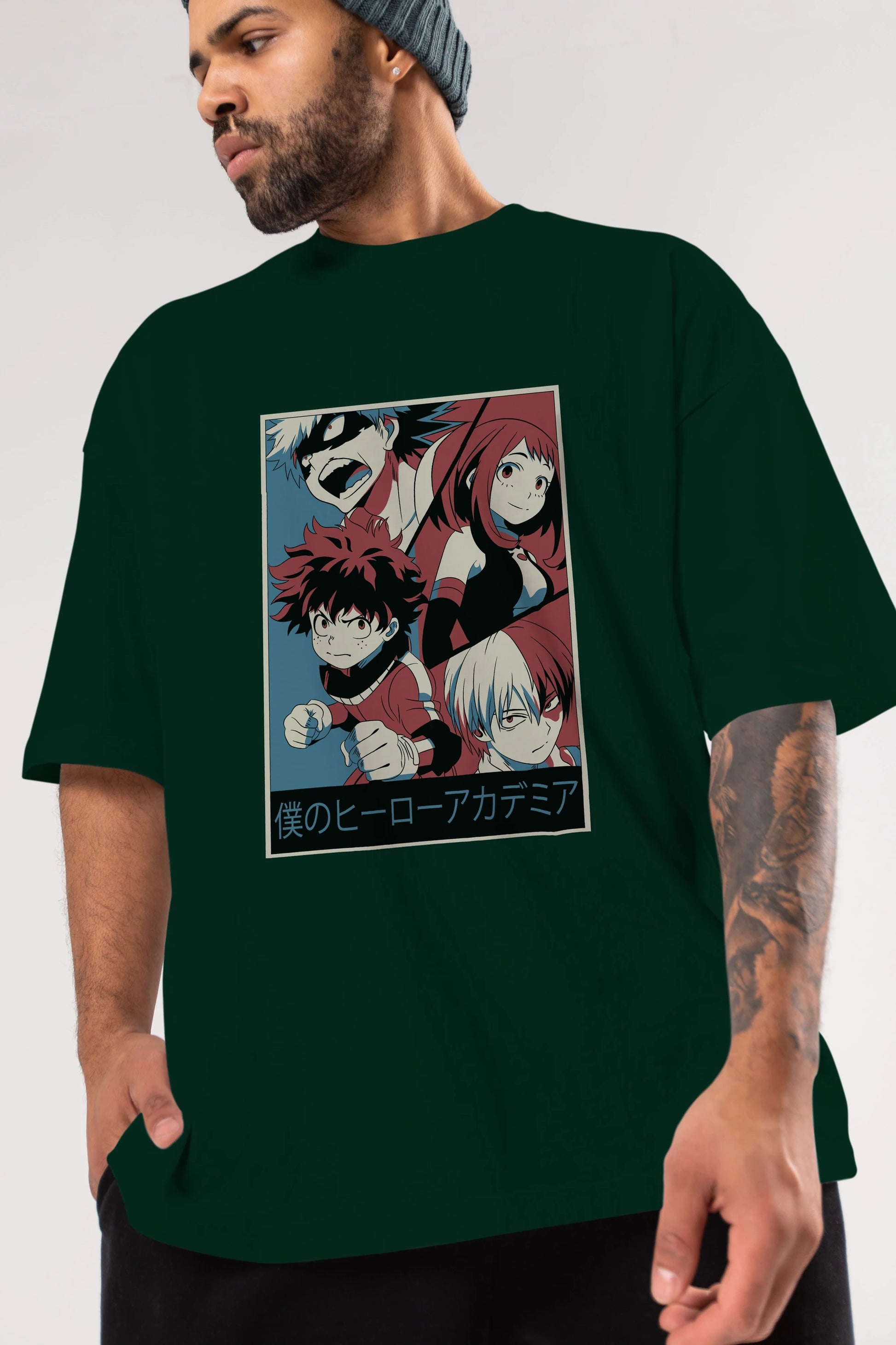 BokuNoHero Anime Ön Baskılı Oversize t-shirt %100 pamuk Erkek Kadın Unisex