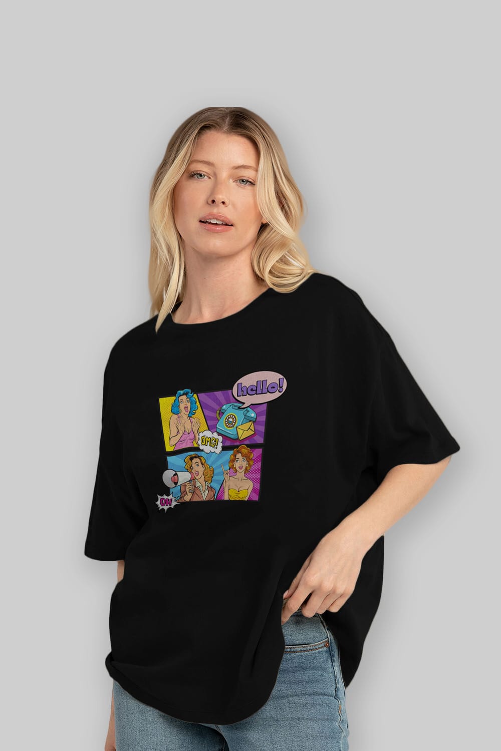 Hello OMG Ön Baskılı Oversize t-shirt Erkek Kadın Unisex