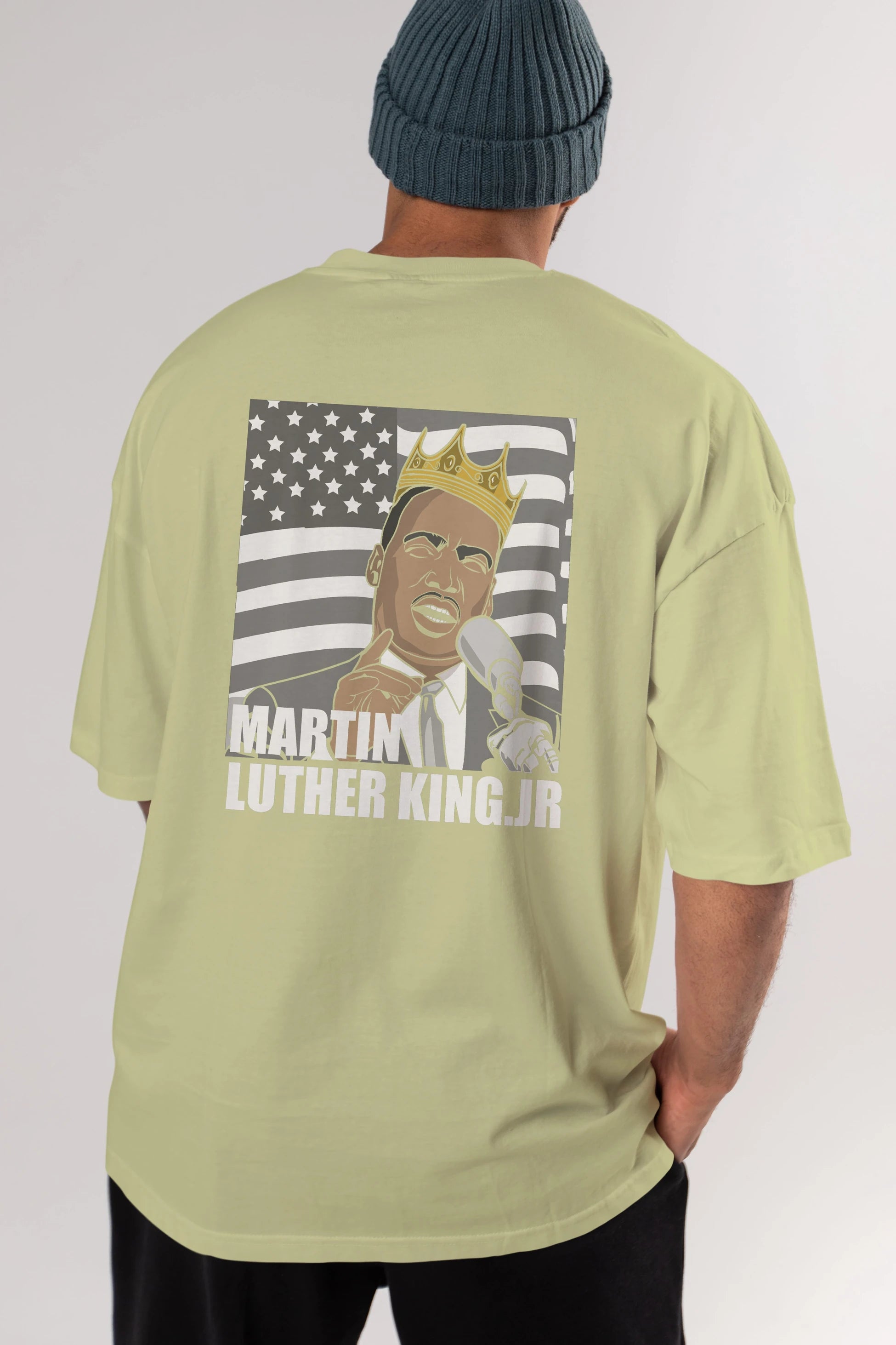 Luther King Arka Baskılı Oversize t-shirt Erkek Kadın Unisex %100 Pamuk tişort