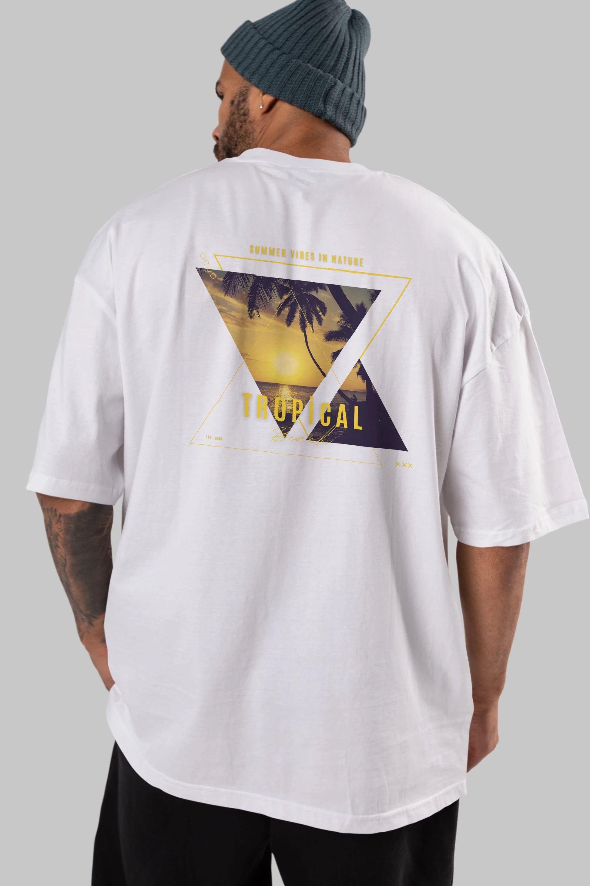 Summer Vibes Yazılı Arka Baskılı Oversize t-shirt Erkek Kadın Unisex
