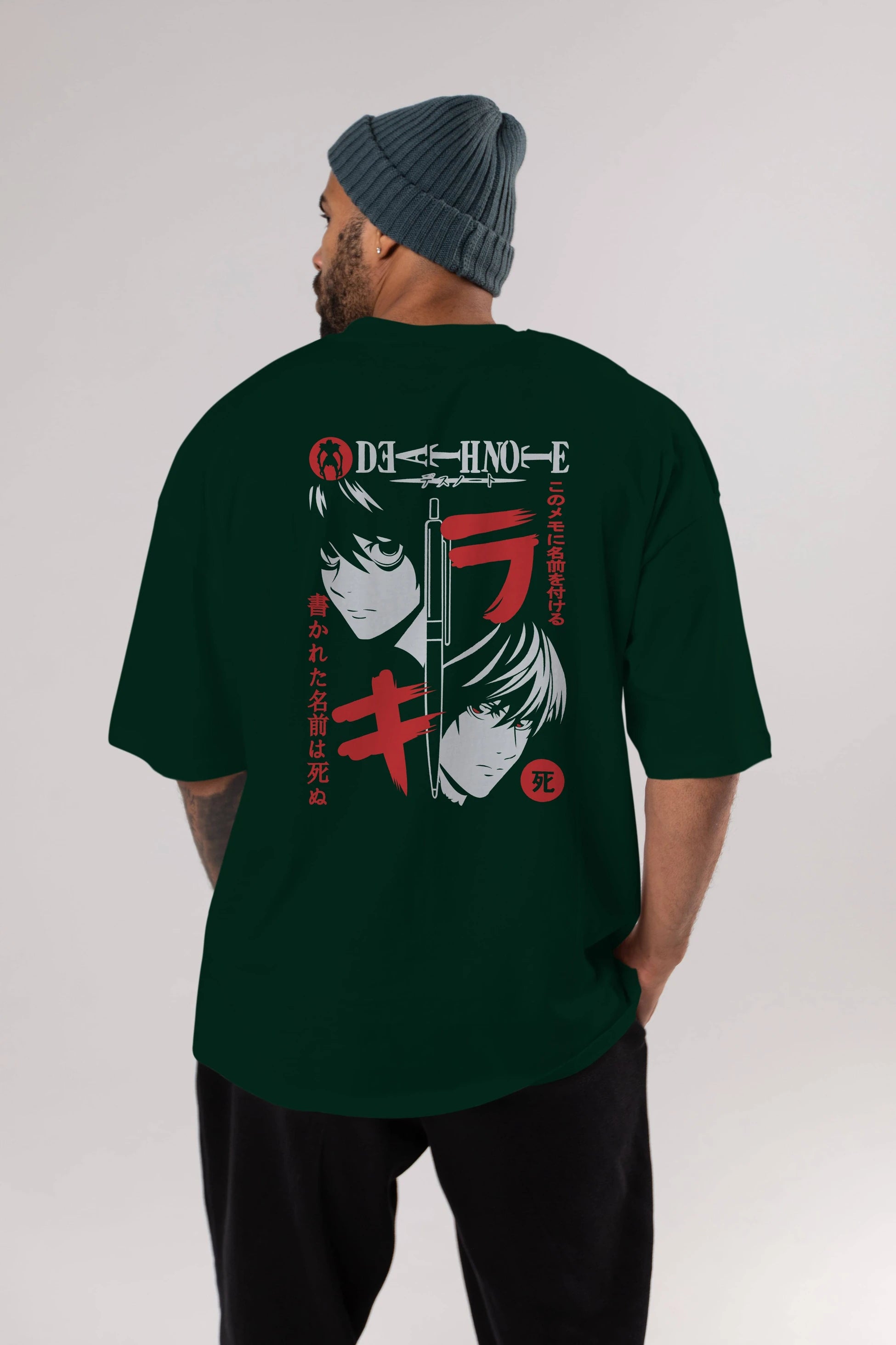 DEATHNOTE L vs KIRA Anime Arka Baskılı Oversize t-shirt Erkek Kadın Unisex