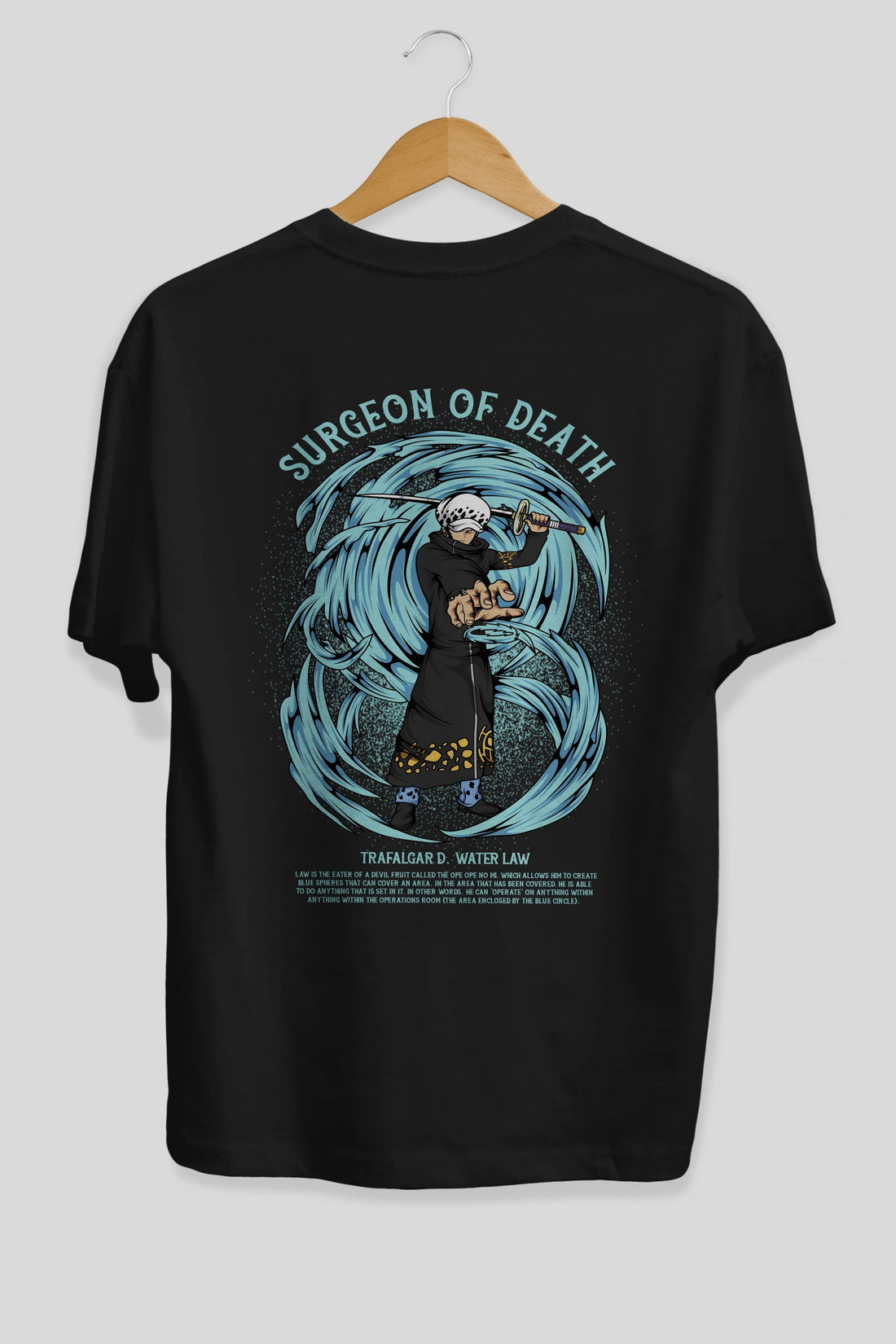 Trafalgad D. Water Law Anime Arka Baskılı Oversize t-shirt Erkek Kadın Unisex