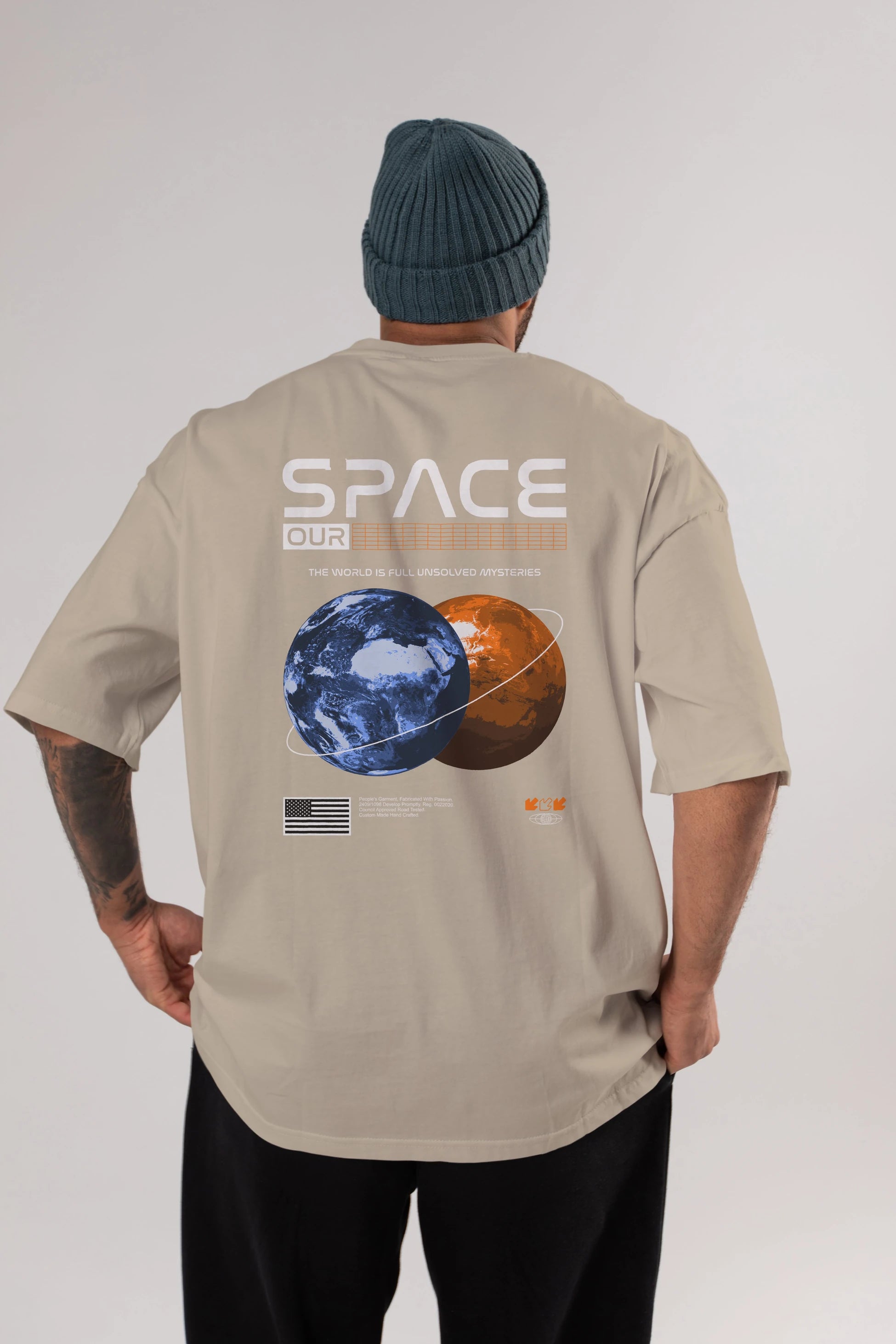 Space Our Arka Baskılı Oversize t-shirt Erkek Kadın Unisex