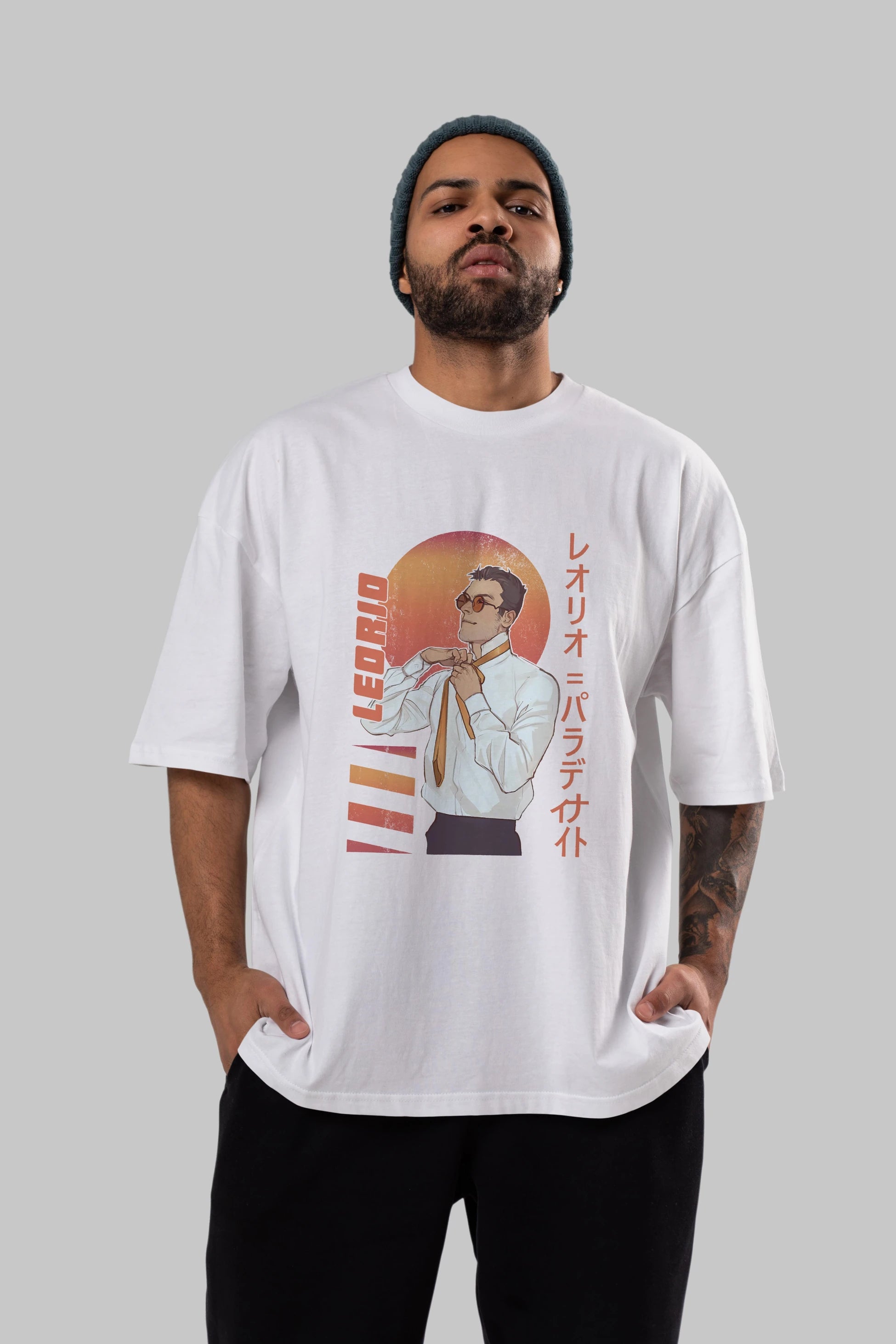 Leorio Paladiknight 5 (2) Anime Ön Baskılı Oversize t-shirt %100 pamuk Erkek Kadın Unisex