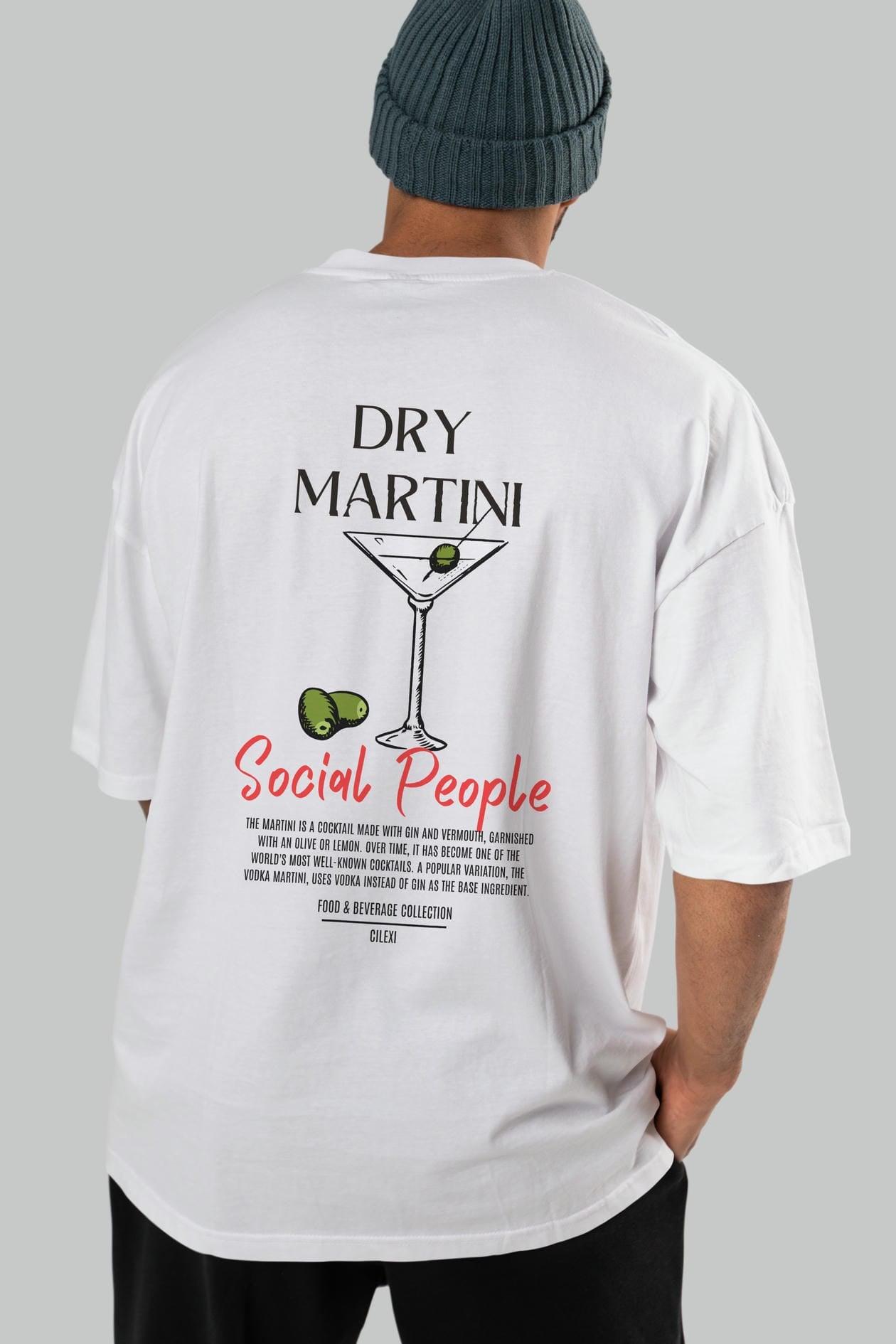 Dry Martını Kokteyl Serisi Baskılı Oversize t-shirt Erkek Kadın Unisex %100 Pamuk Bisiklet Yaka tişort