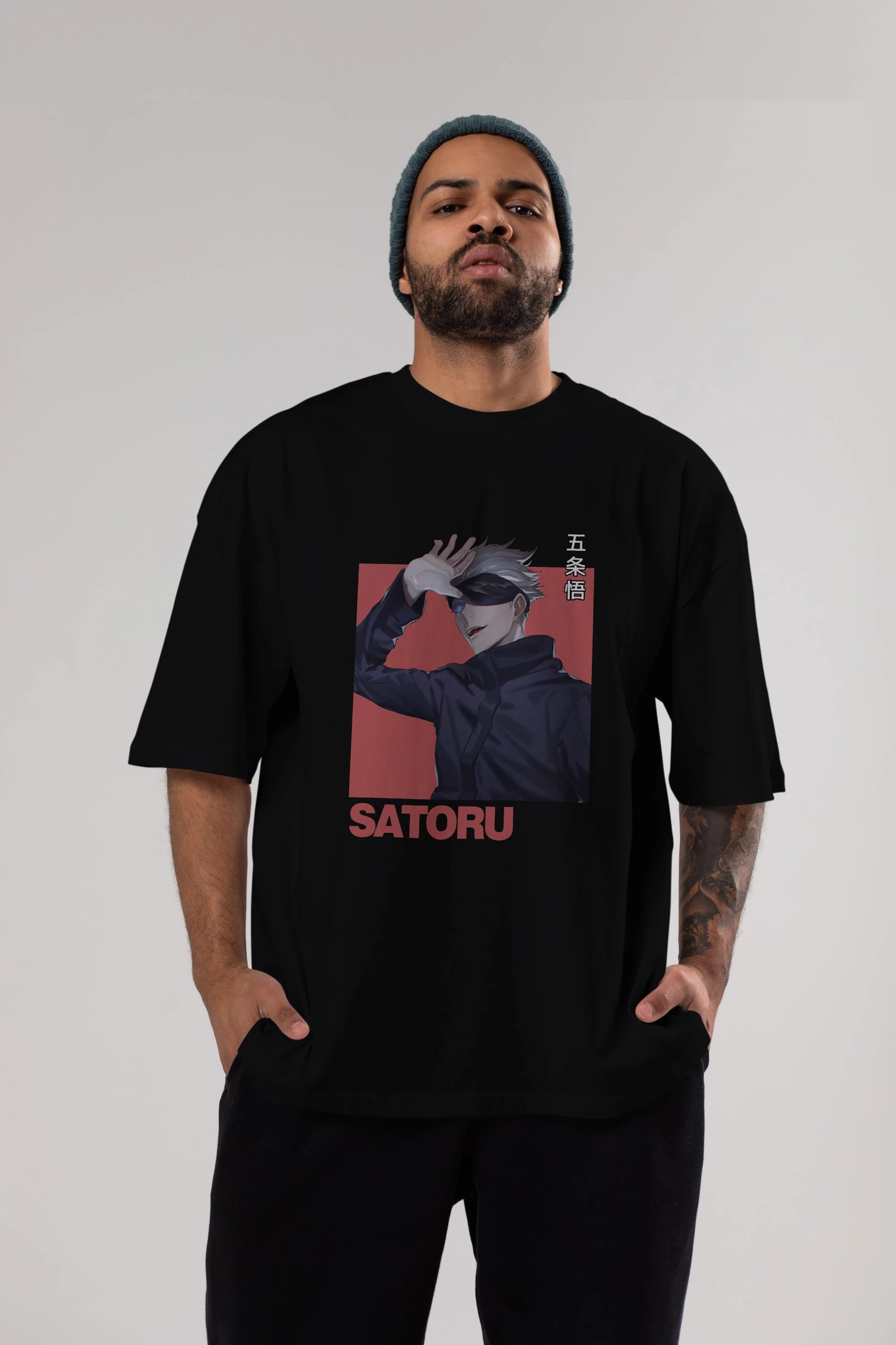 SATORU GOJO 2 Anime Ön Baskılı Oversize t-shirt %100 pamuk Erkek Kadın Unisex