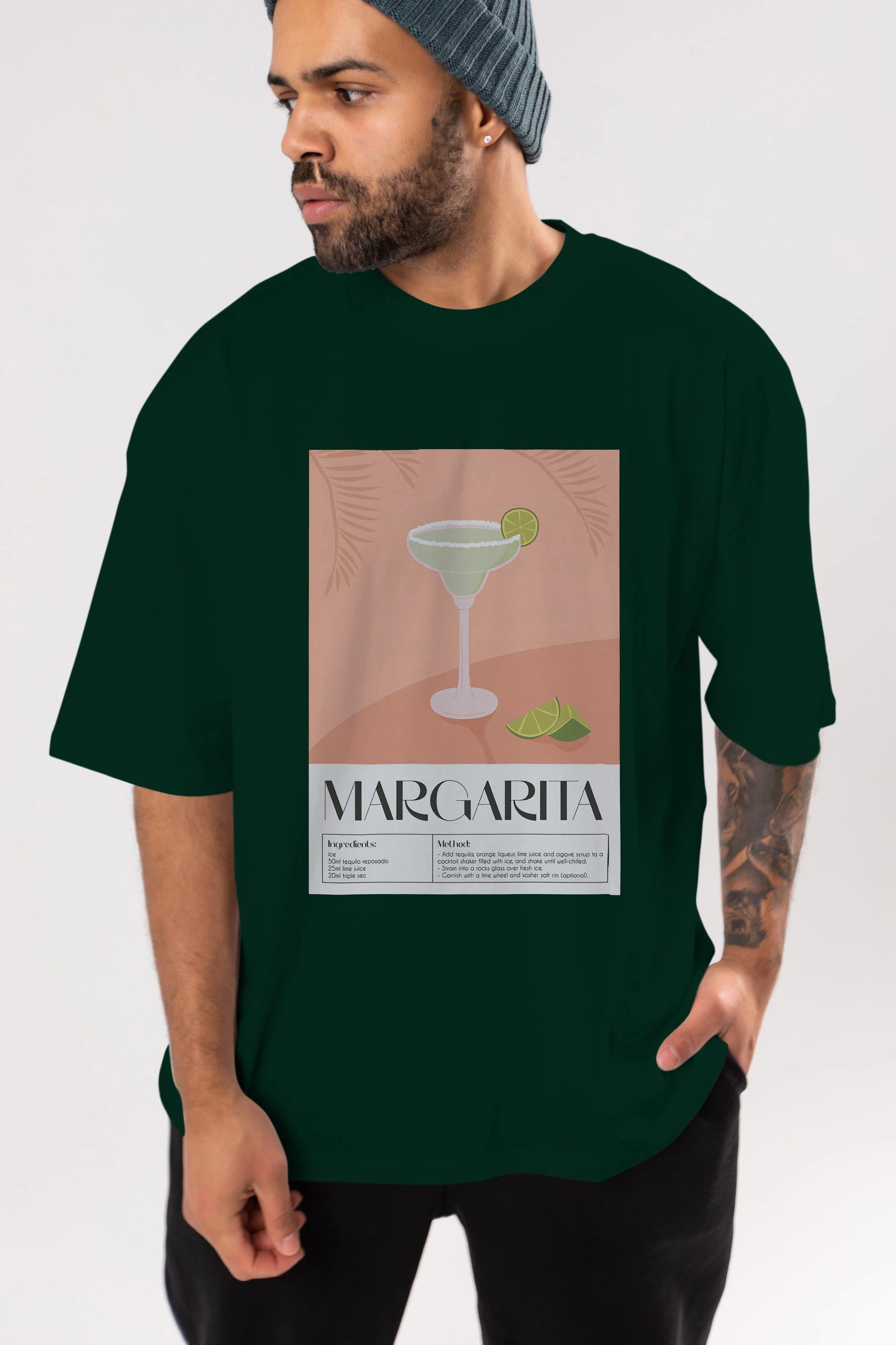 Margarita 5 Ön Baskılı Oversize t-shirt Erkek Kadın Unisex %100 Pamuk Bisiklet Yaka tişort