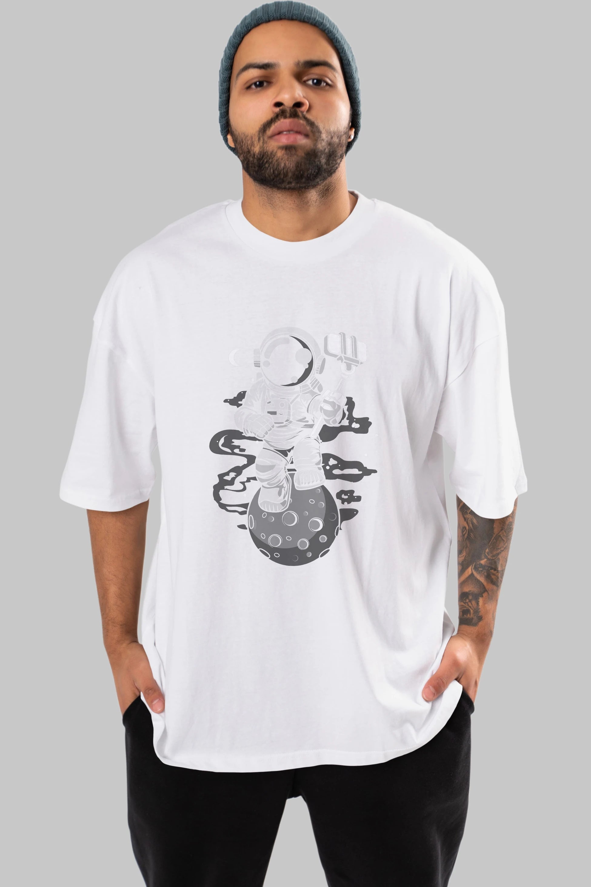 Astronaut Selfie Ön Baskılı Oversize t-shirt Erkek Kadın Unisex