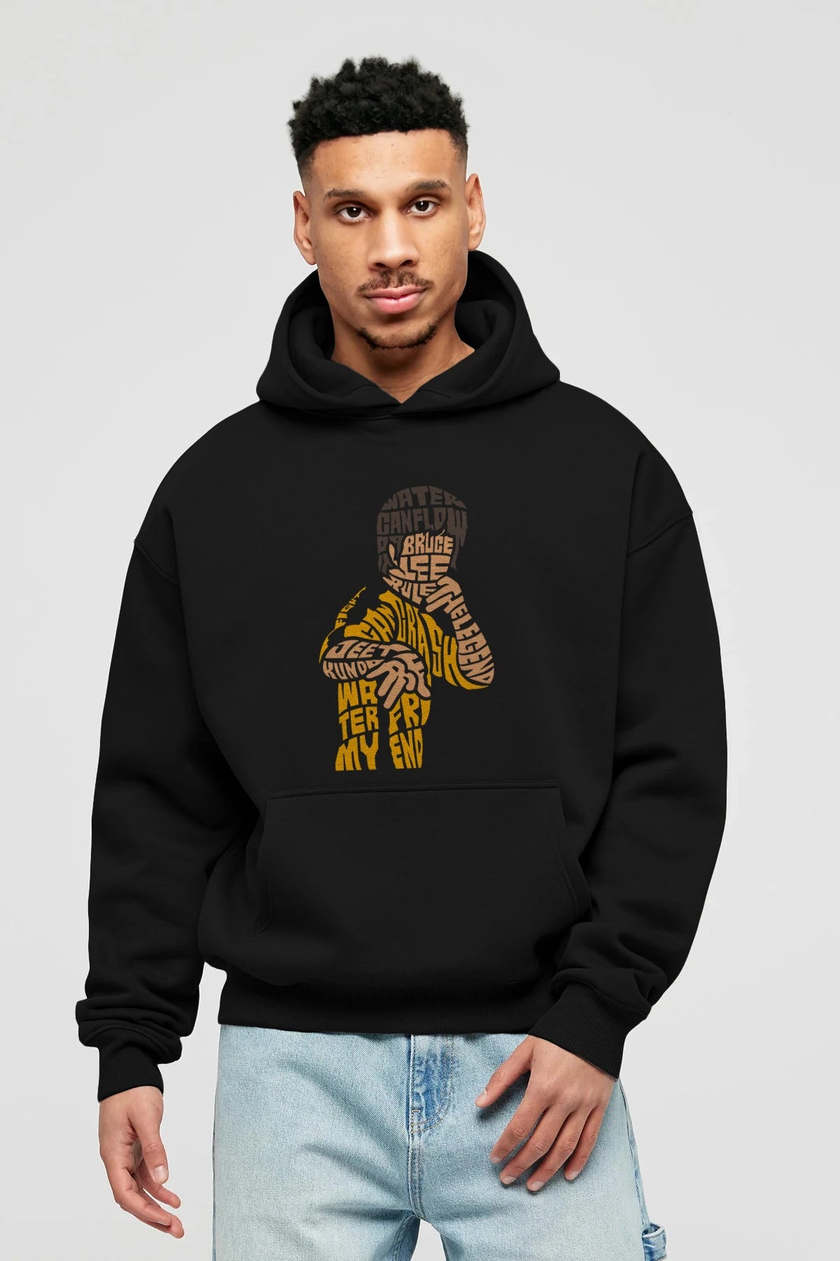 Bruce Lee Ön Baskılı Hoodie Oversize Kapüşonlu Sweatshirt Erkek Kadın Unisex
