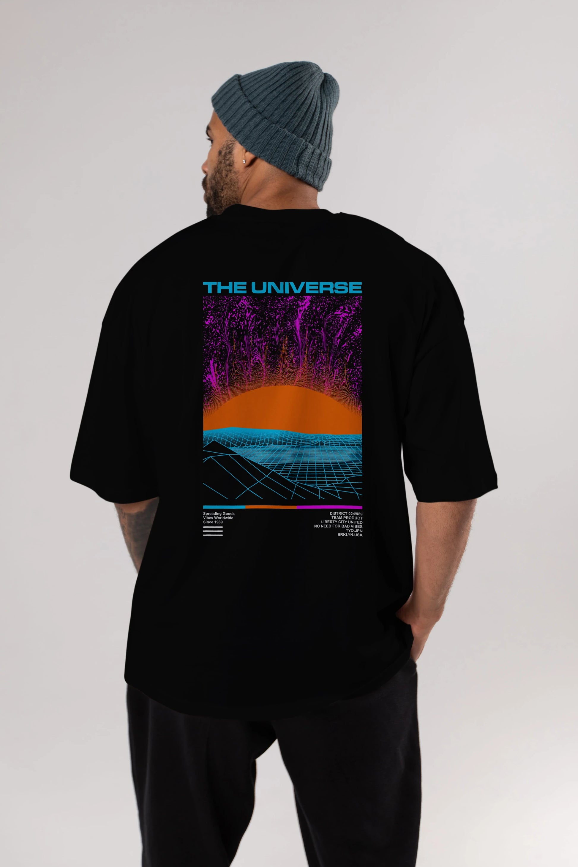 The Universe Arka Baskılı Oversize t-shirt Erkek Kadın Unisex