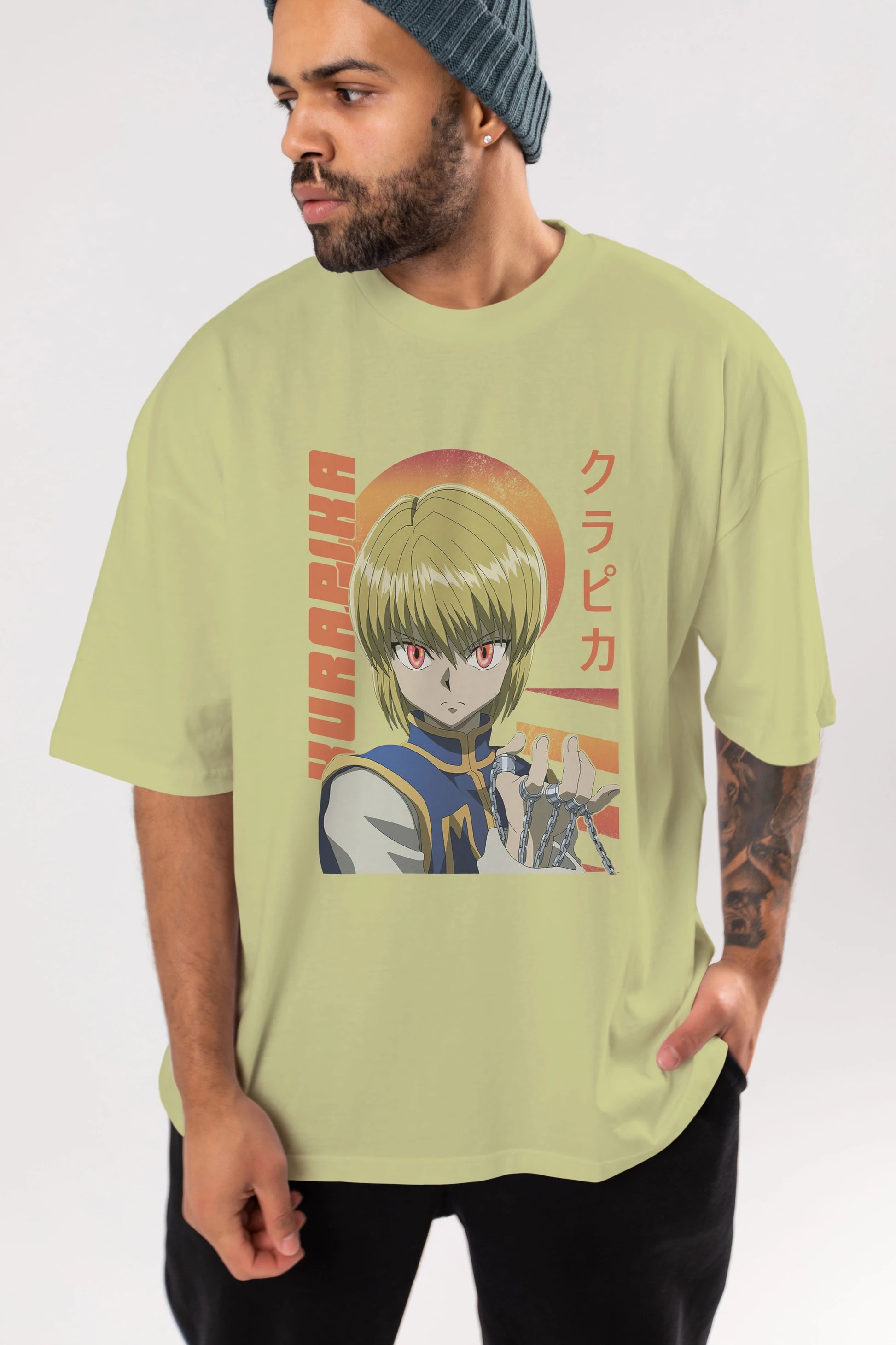 Kurapika 5 (2) Anime Ön Baskılı Oversize t-shirt %100 pamuk Erkek Kadın Unisex