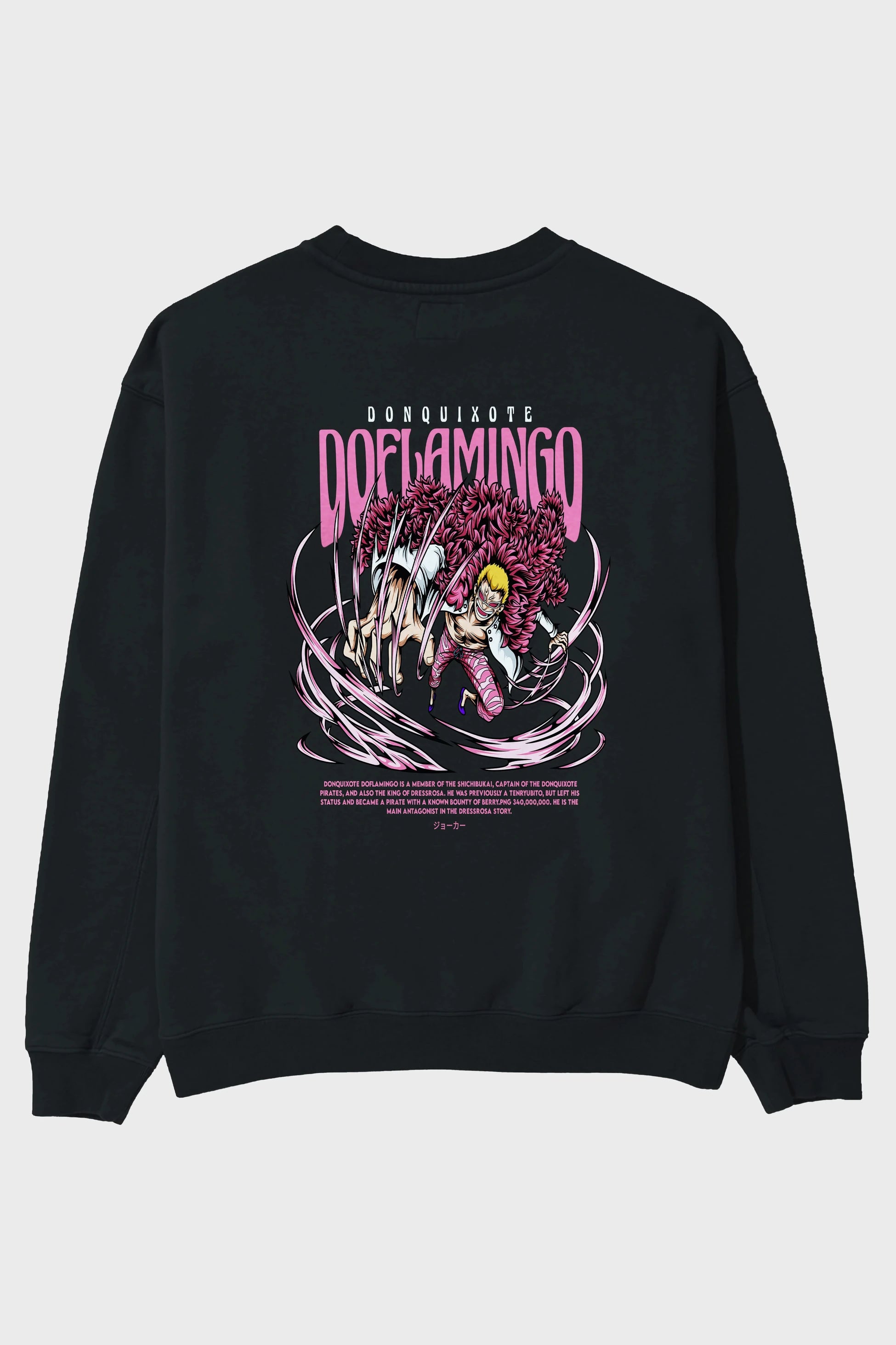 Doflamingo Anime Arka Baskılı Oversize Sweatshirt Erkek Kadın Unisex