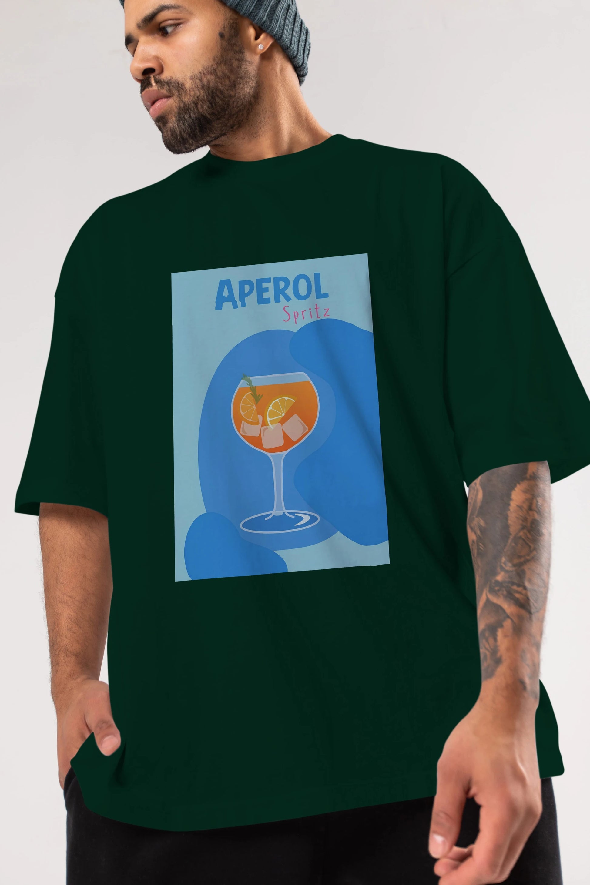 Aperol Spritz 10 Ön Baskılı Oversize t-shirt Erkek Kadın Unisex %100 Pamuk Bisiklet Yaka tişort