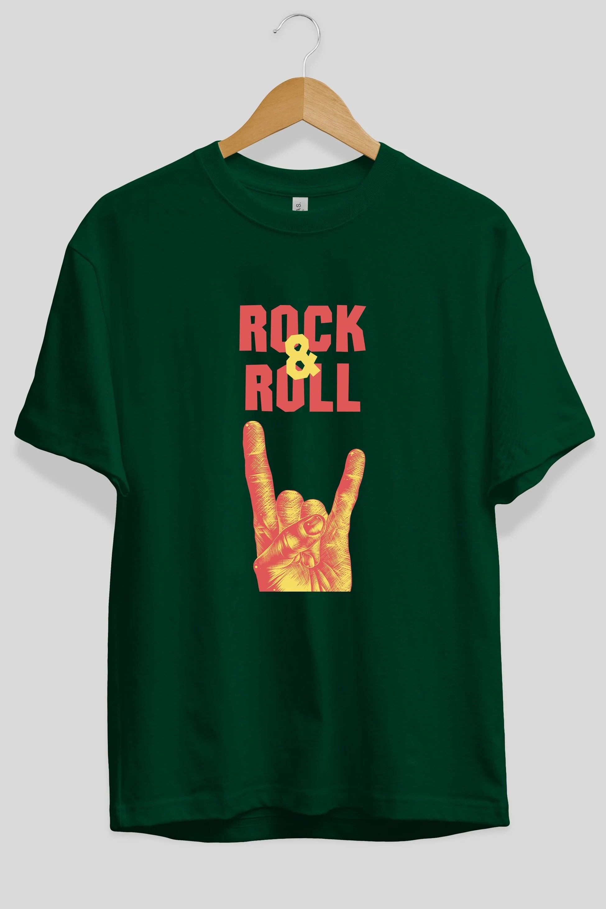 Rock & Roll Yazılı Ön Baskılı Oversize t-shirt Erkek Kadın Unisex