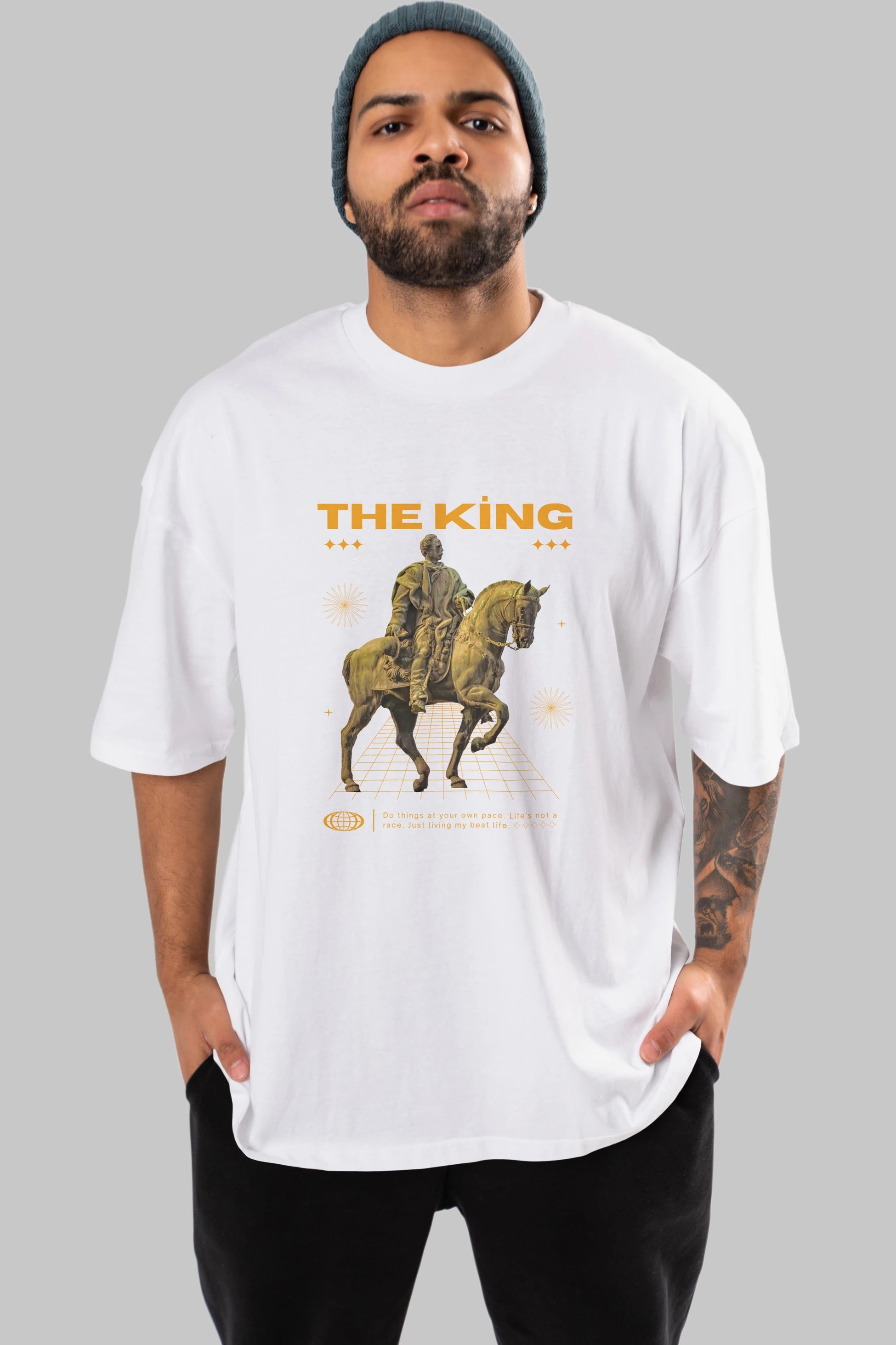 The King Yazılı Ön Baskılı Oversize t-shirt Erkek Kadın Unisex
