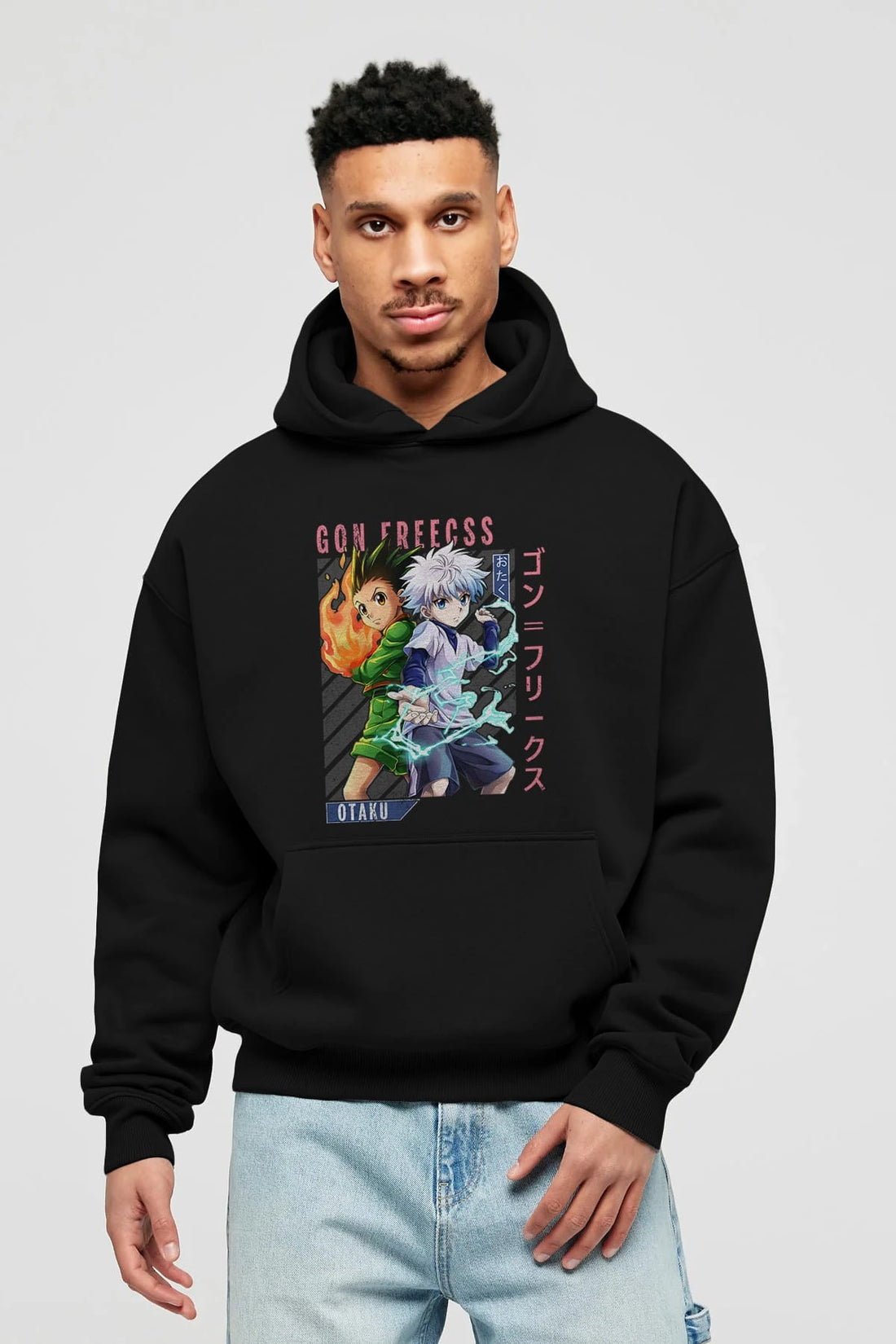 Gon Freecss HUNTER X HUNTER 1 Anime Ön Baskılı Hoodie Oversize Kapüşonlu Sweatshirt Erkek Kadın Unisex