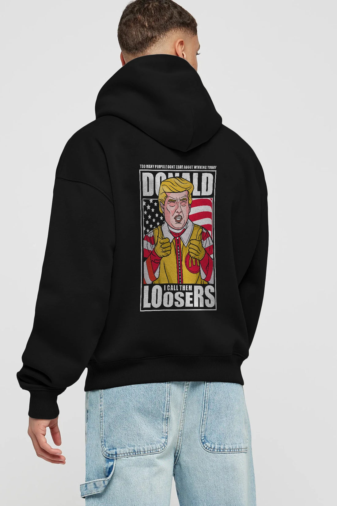 Ronald Trump Arka Baskılı Hoodie Oversize Kapüşonlu Sweatshirt Erkek Kadın Unisex