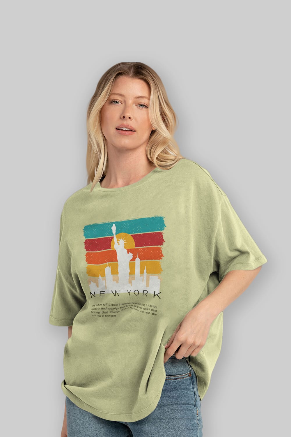 New York Yazılı Ön Baskılı Oversize t-shirt Erkek Kadın Unisex