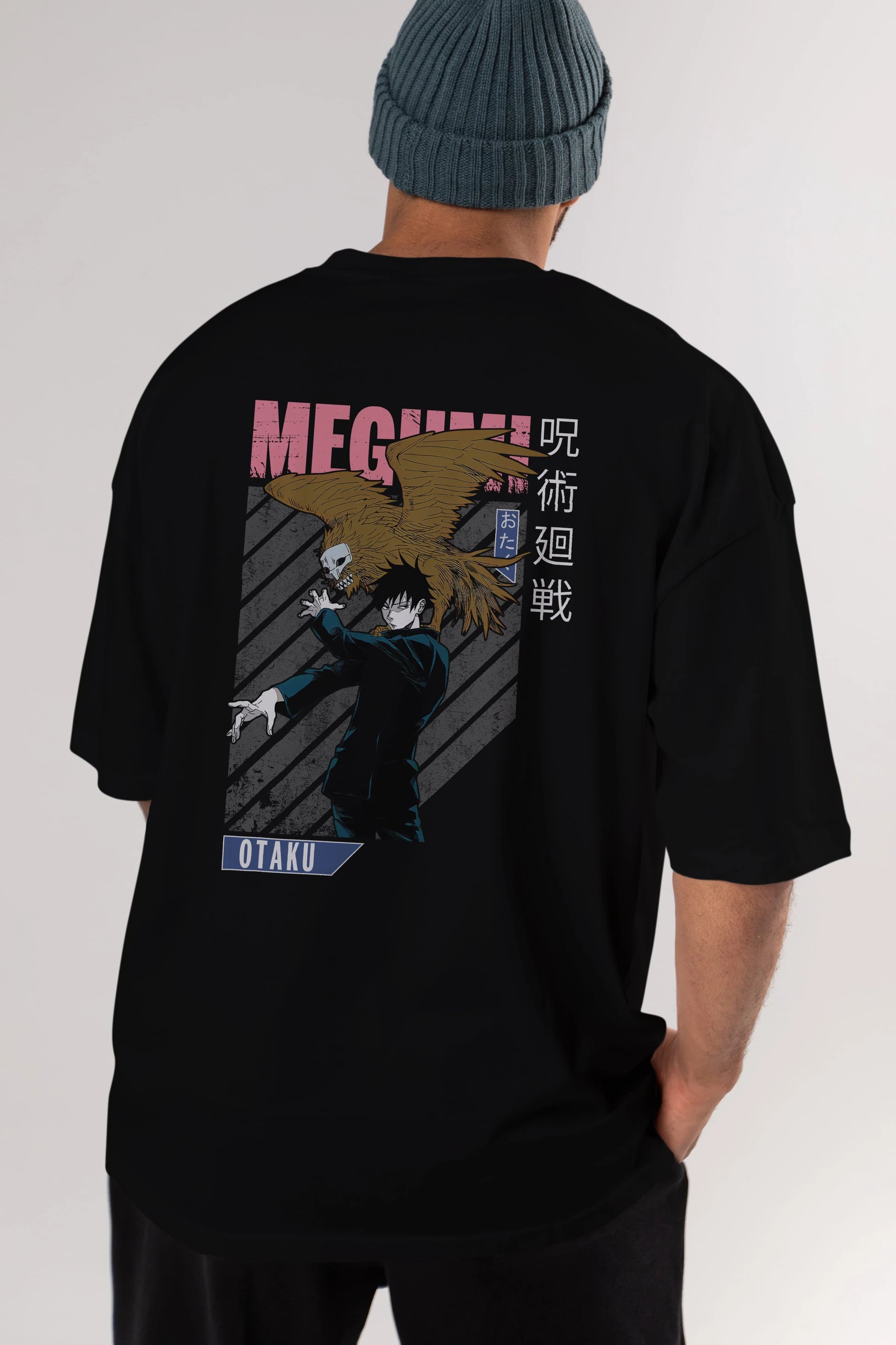 Megumi Fushiguro 2 Anime Arka Baskılı Oversize t-shirt Erkek Kadın Unisex