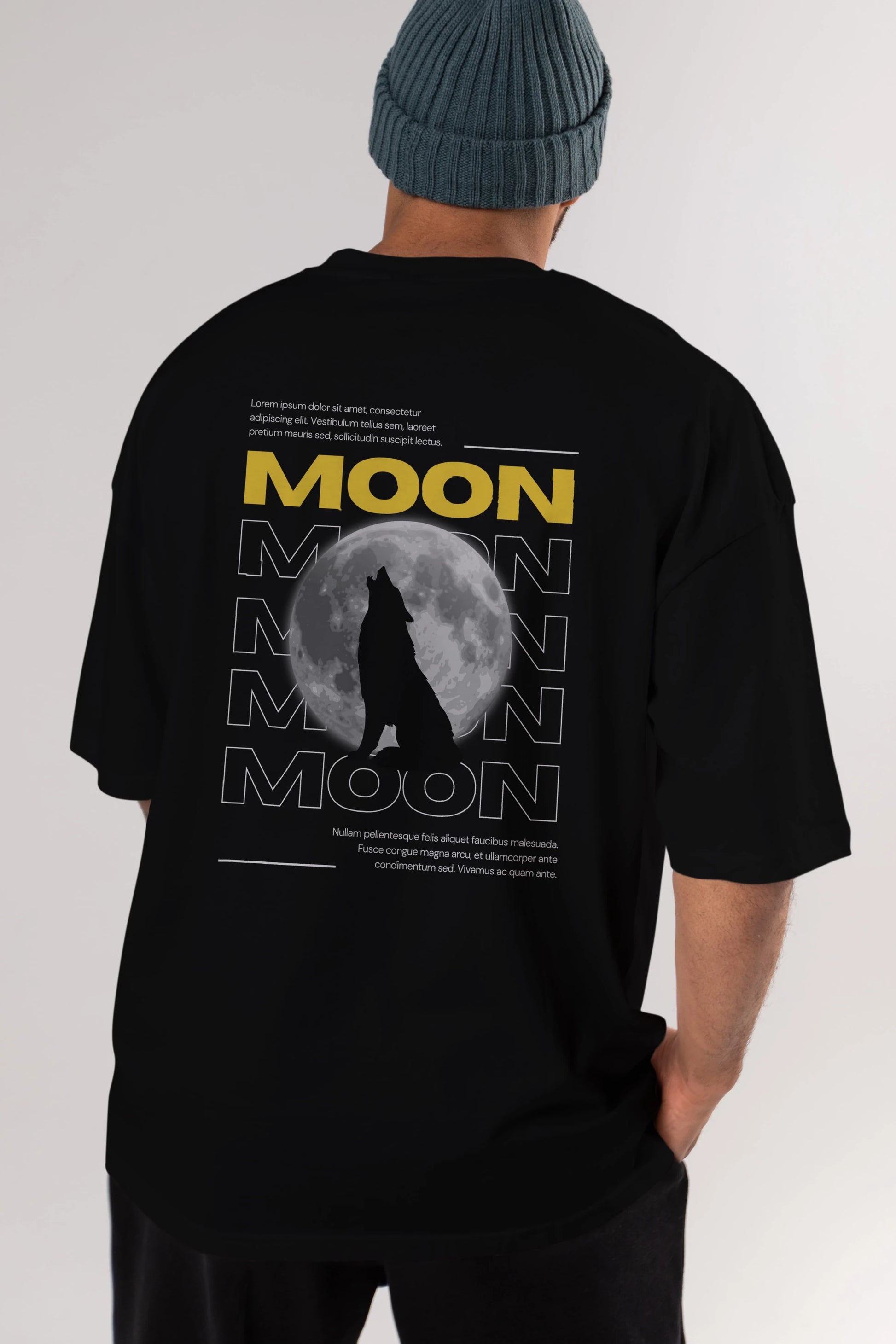 Moon Arka Baskılı Oversize t-shirt Erkek Kadın Unisex