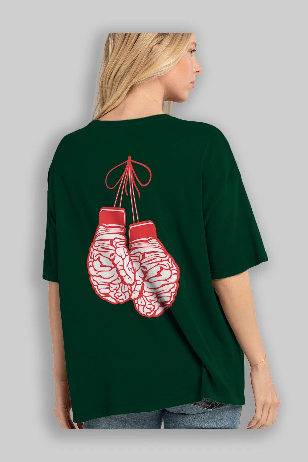 Brain Gloves Arka Baskılı Oversize t-shirt %100 pamuk Erkek Kadın Unisex