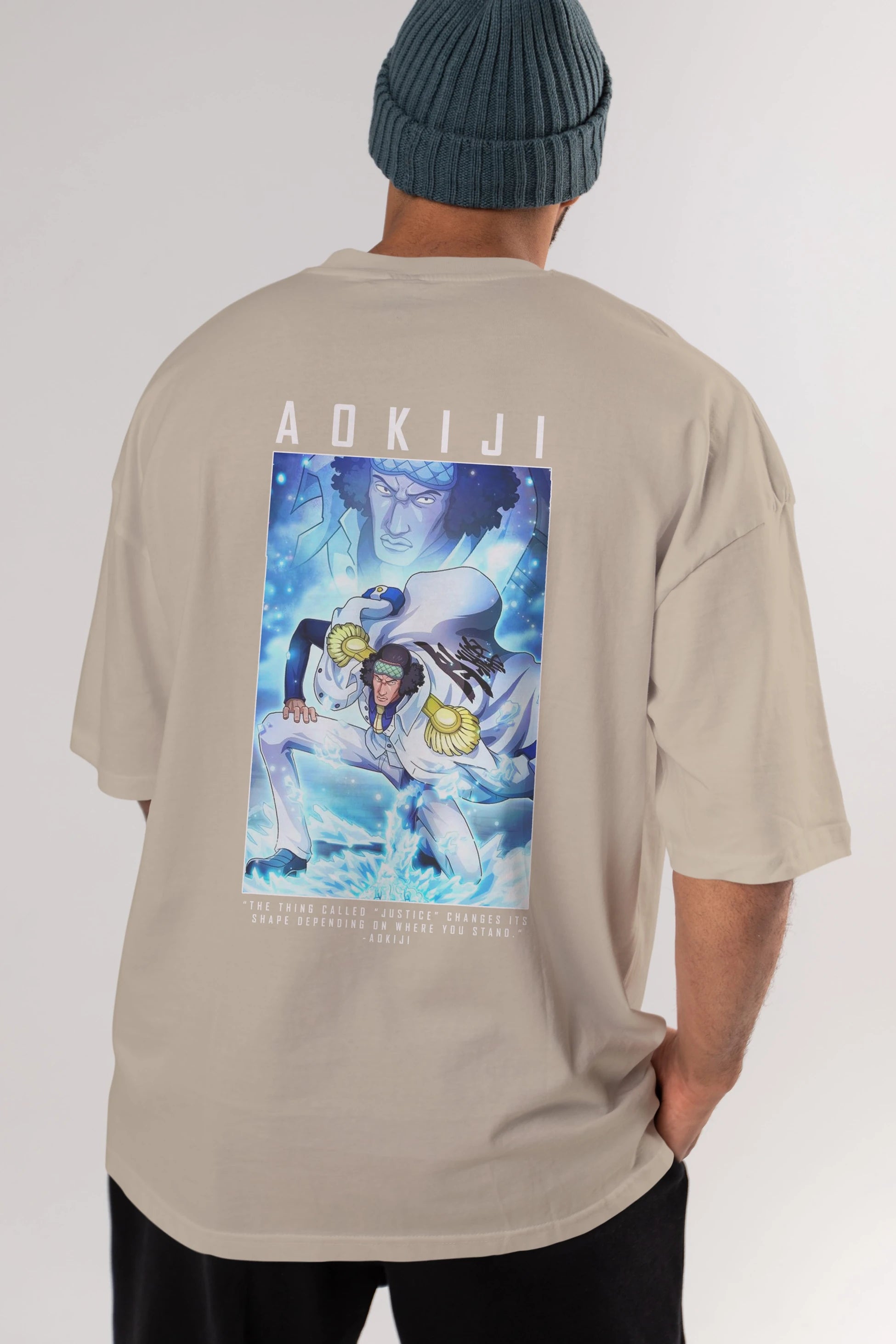 Kuzan Anime Arka Baskılı Oversize t-shirt Erkek Kadın Unisex %100 pamuk tişort