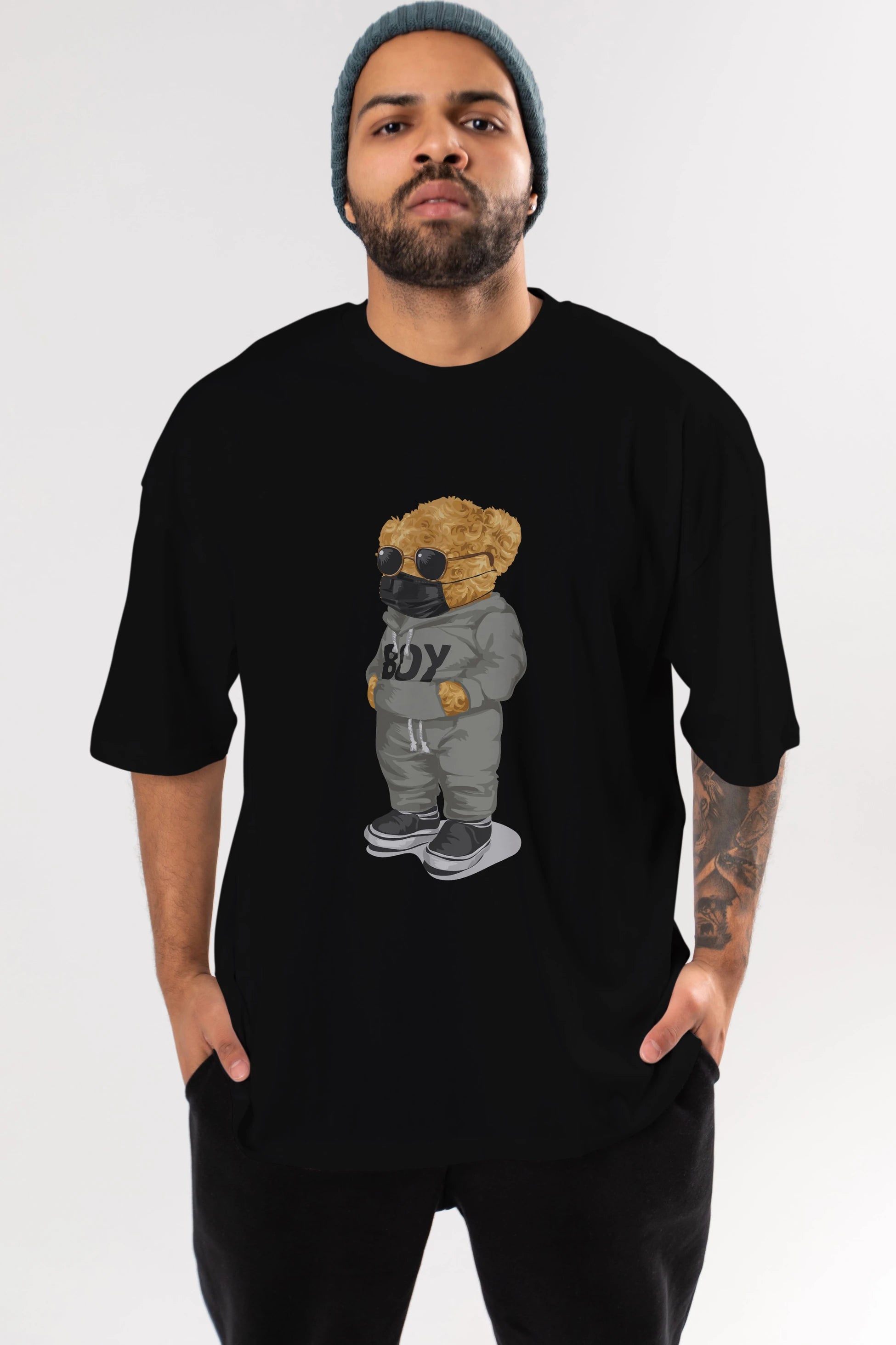 Teddy Bear Boy Ön Baskılı Oversize t-shirt Erkek Kadın Unisex %100 Pamuk