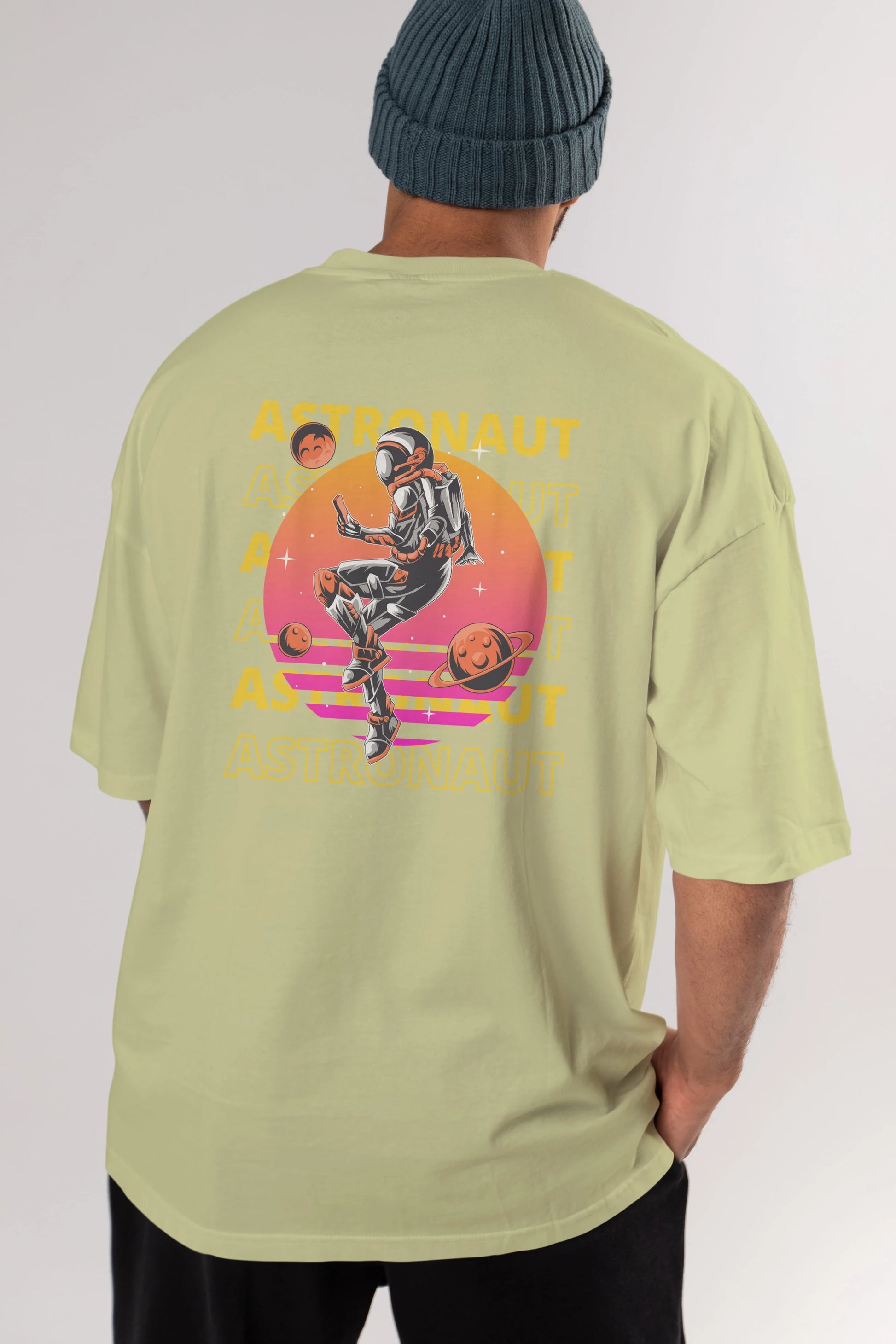 Astronaut Streetwear 2 Arka Baskılı Oversize t-shirt Erkek Kadın Unisex