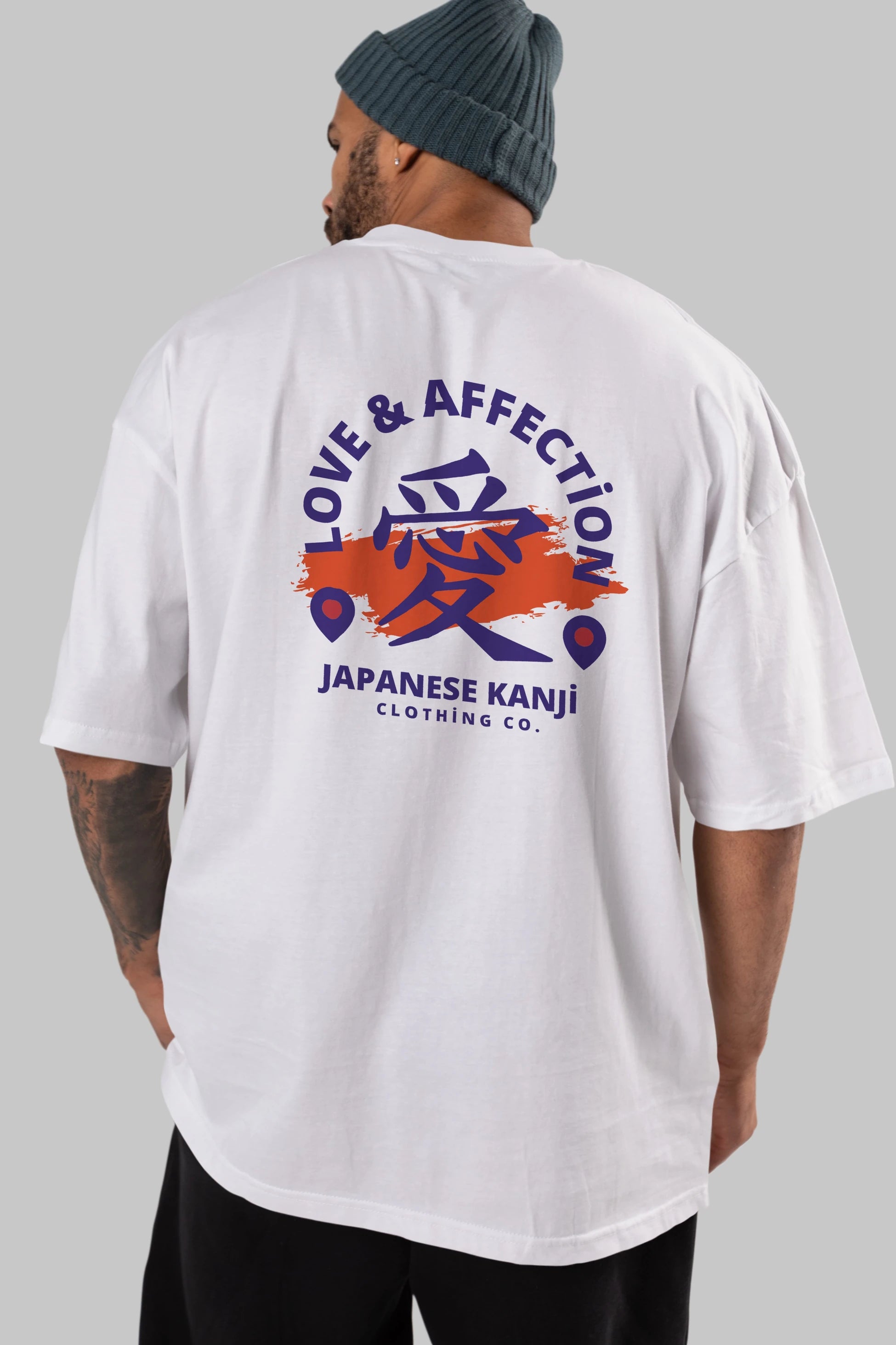 Love Affection Japanese Yazılı Arka Baskılı Oversize t-shirt Erkek Kadın Unisex