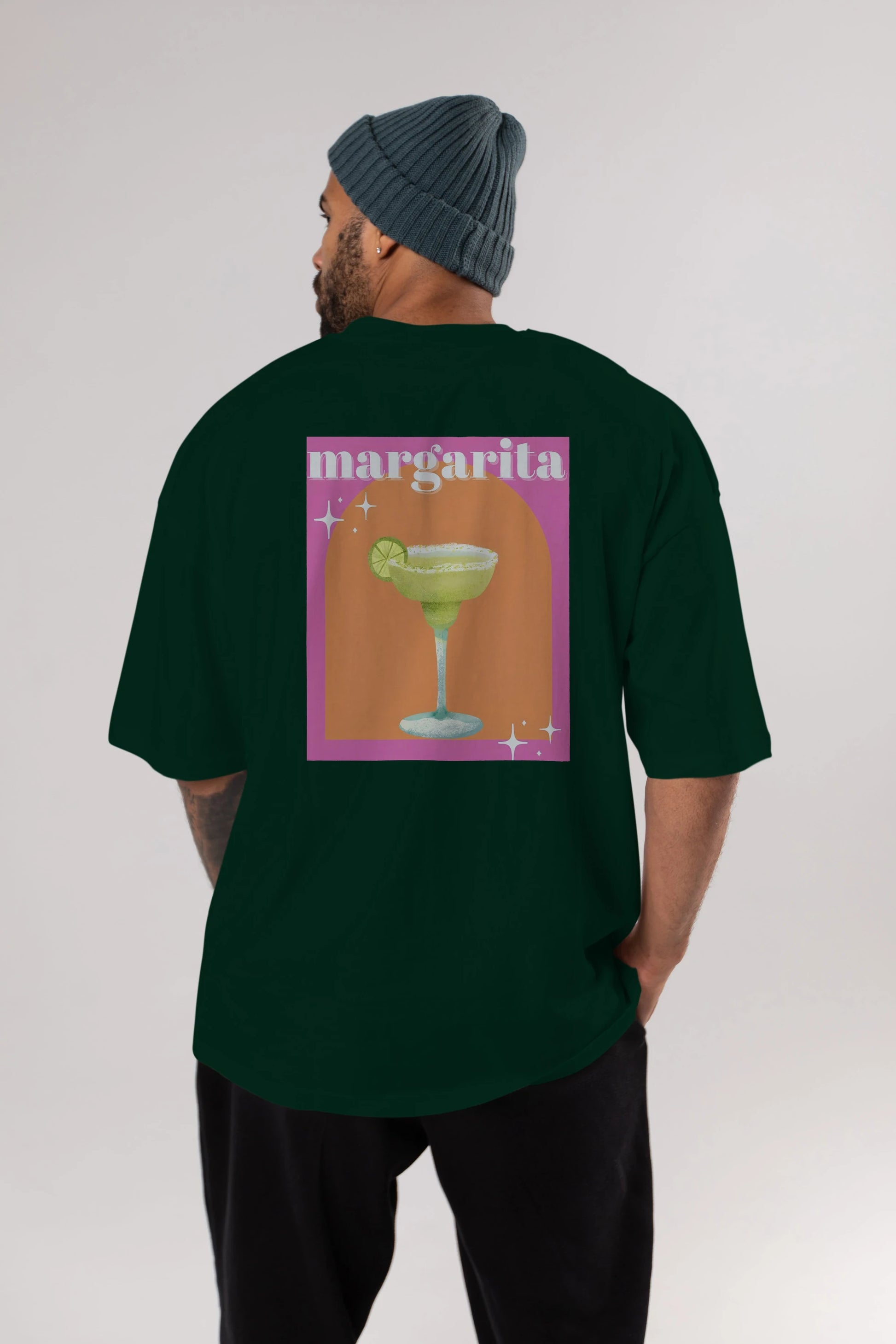 Margarita 7 Arka Baskılı Oversize t-shirt Erkek Kadın Unisex %100 Pamuk Bisiklet Yaka tişort
