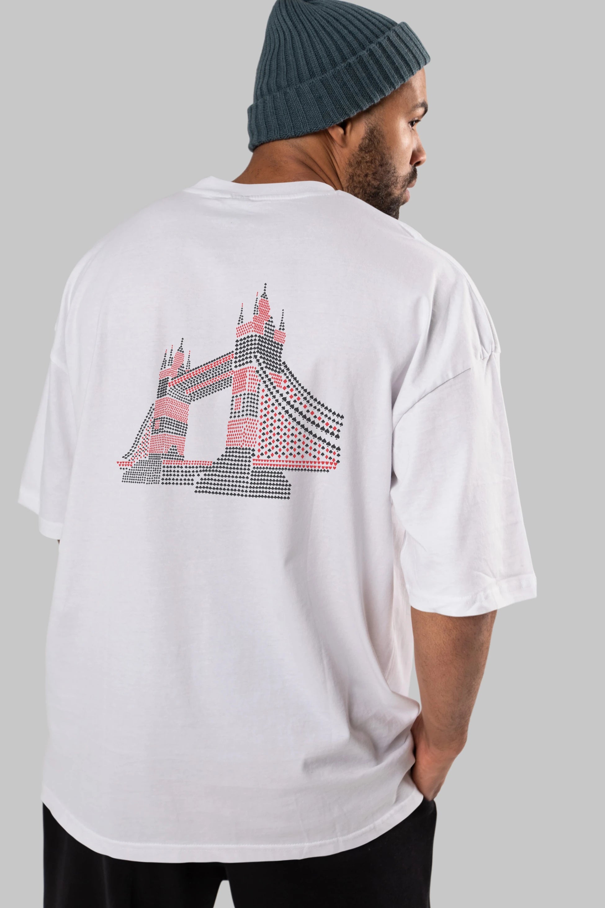The Bridge Arka Baskılı Oversize t-shirt %100 pamuk Erkek Kadın Unisex