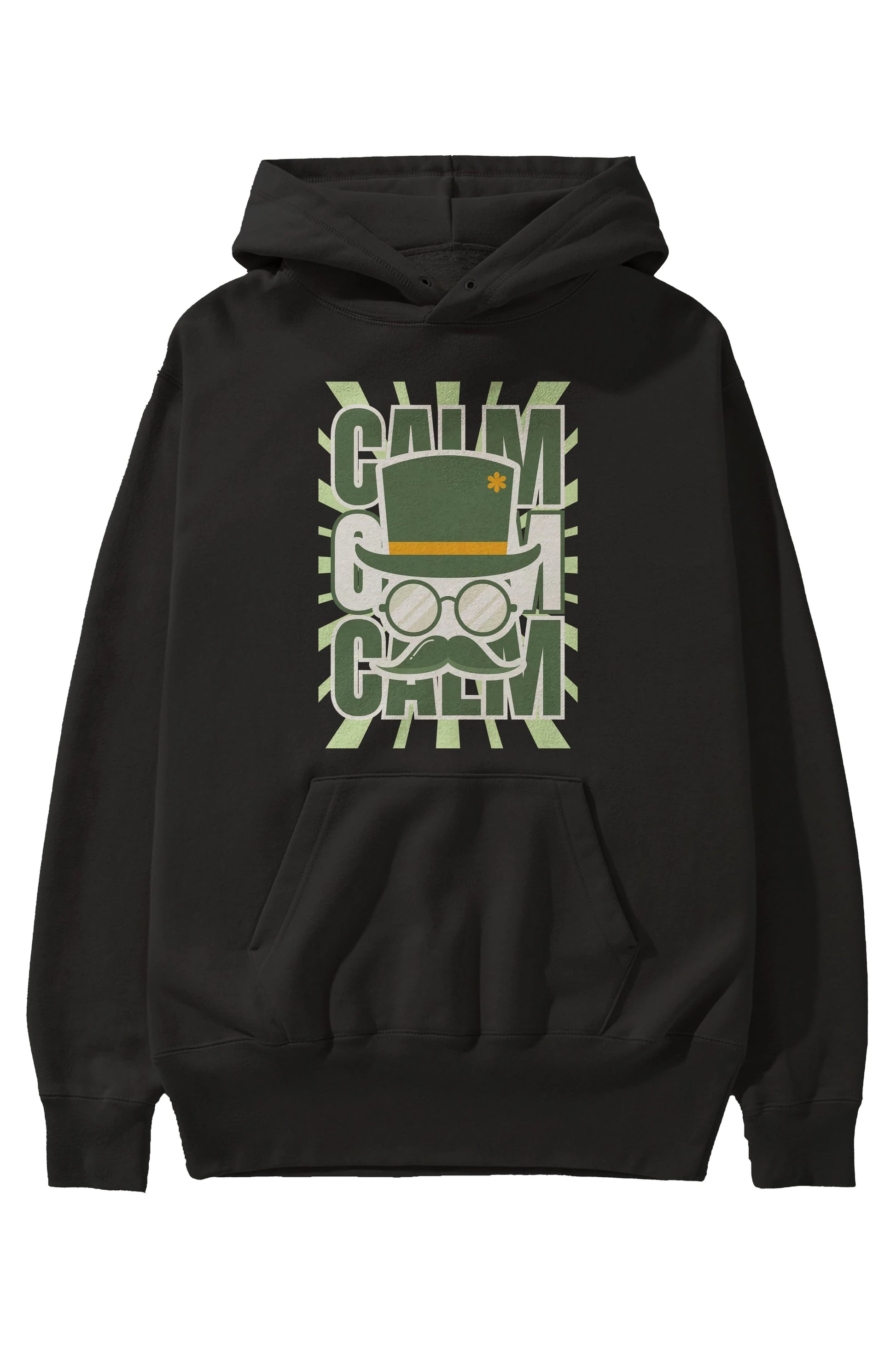 Calm Yazılı Ön Baskılı Oversize Hoodie Kapüşonlu Sweatshirt Erkek Kadın Unisex