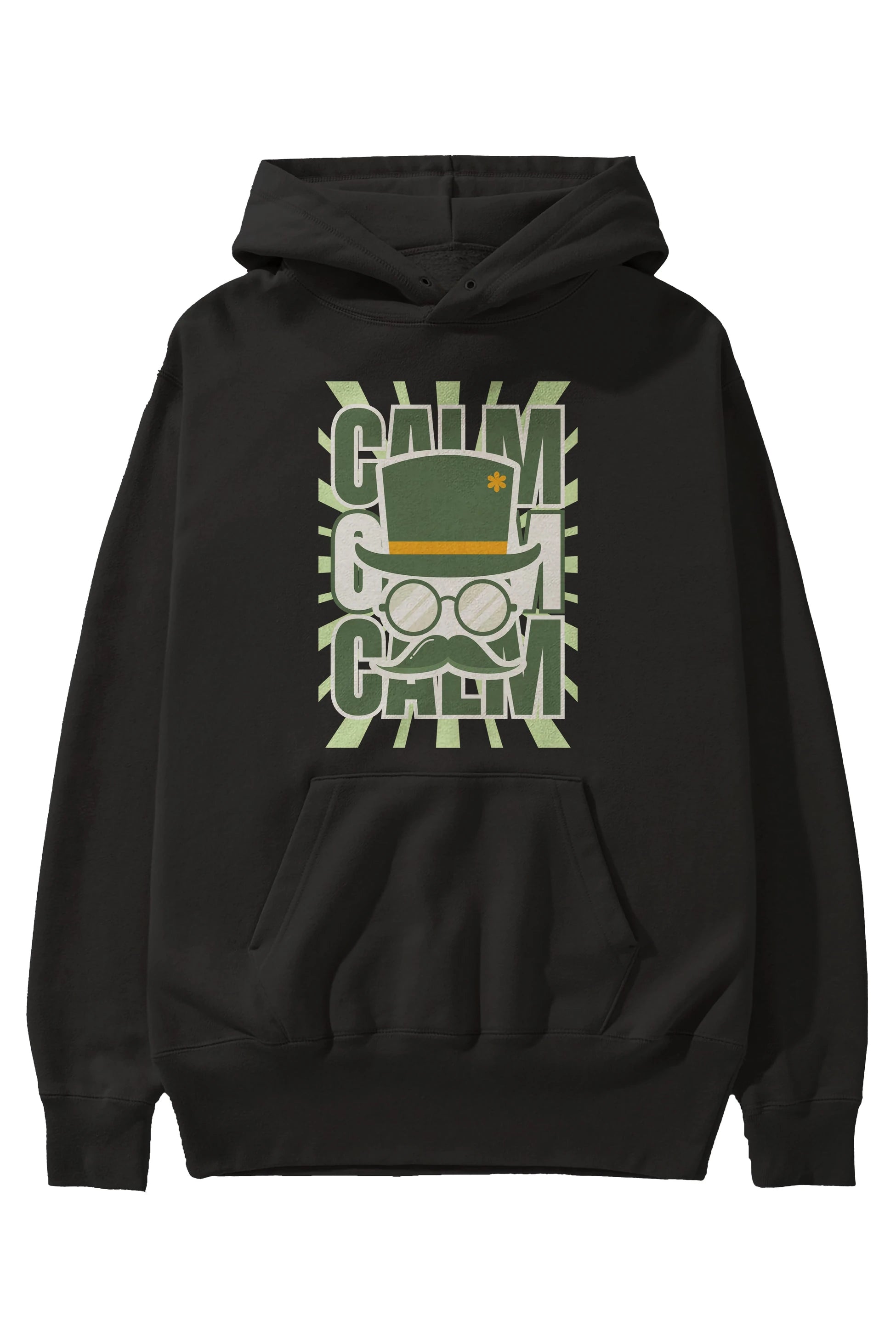 Calm Yazılı Ön Baskılı Oversize Hoodie Kapüşonlu Sweatshirt Erkek Kadın Unisex