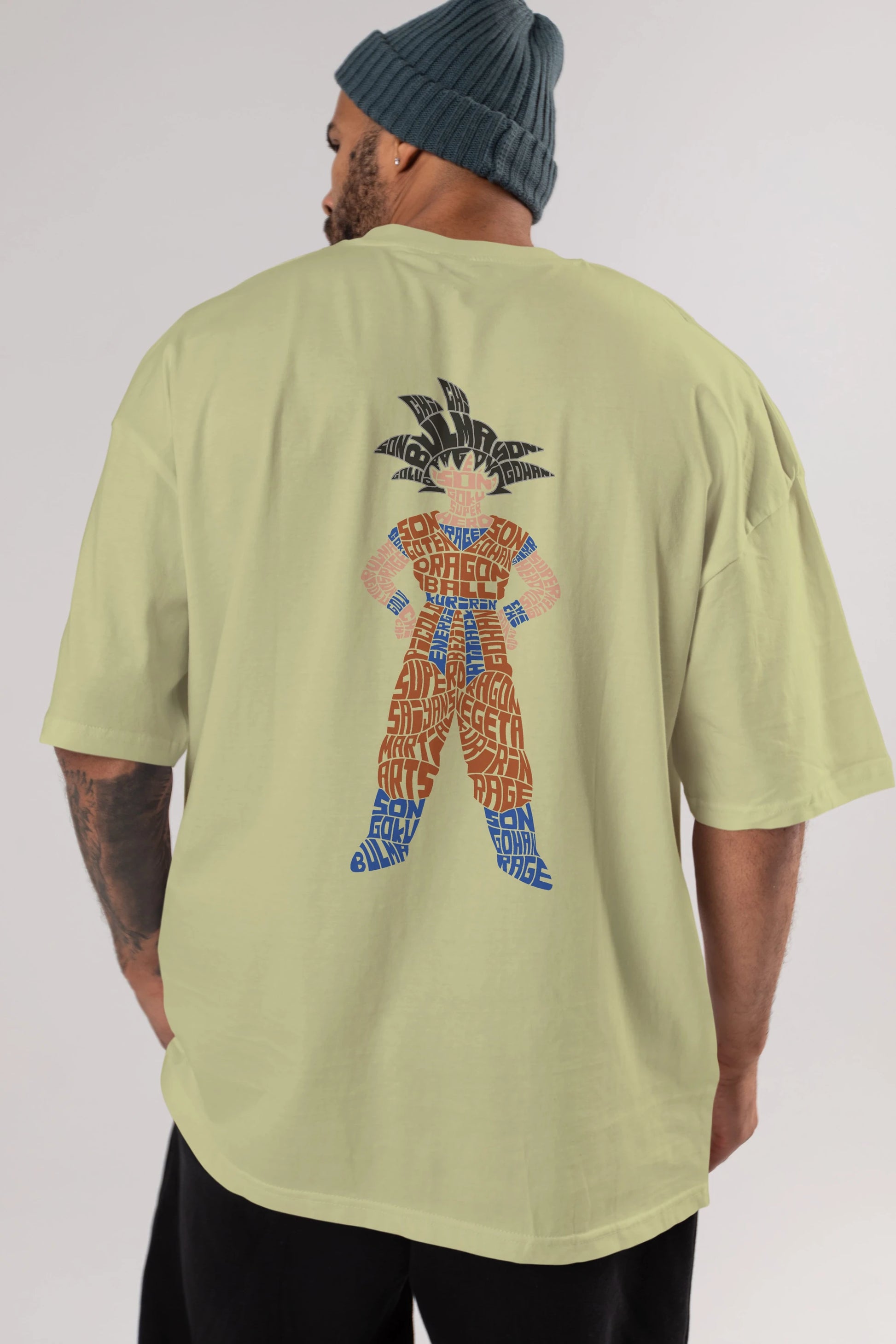 Goku Arka Baskılı Oversize t-shirt %100 pamuk Erkek Kadın Unisex