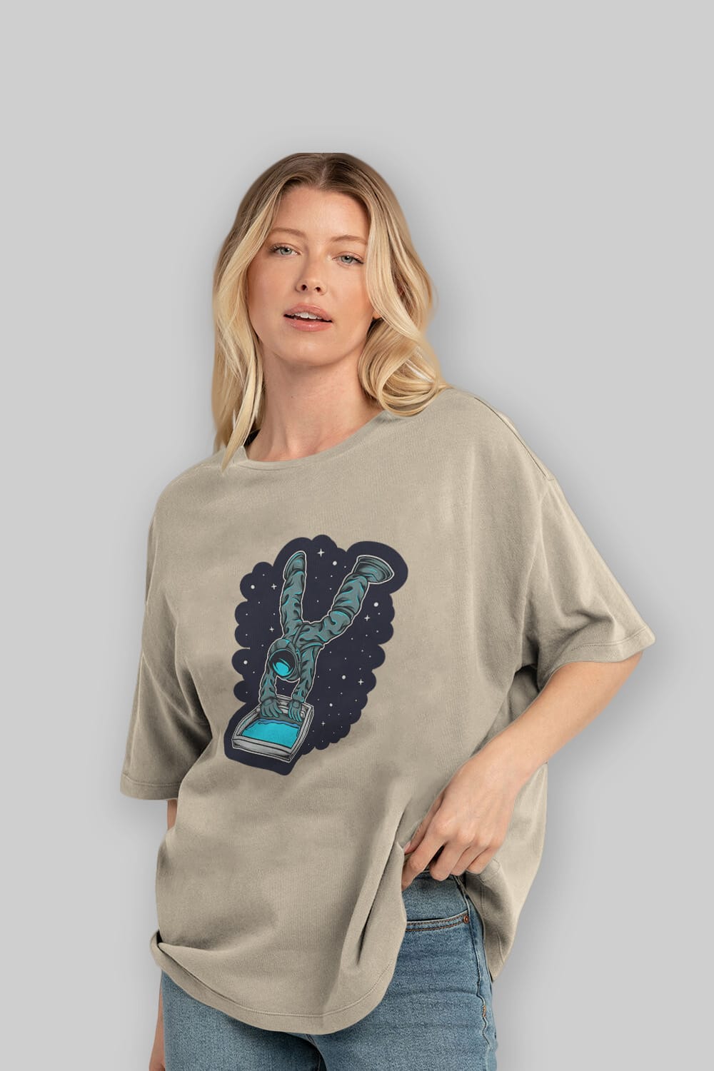 Astroscreen Sticker Ön Baskılı Oversize t-shirt Erkek Kadın Unisex
