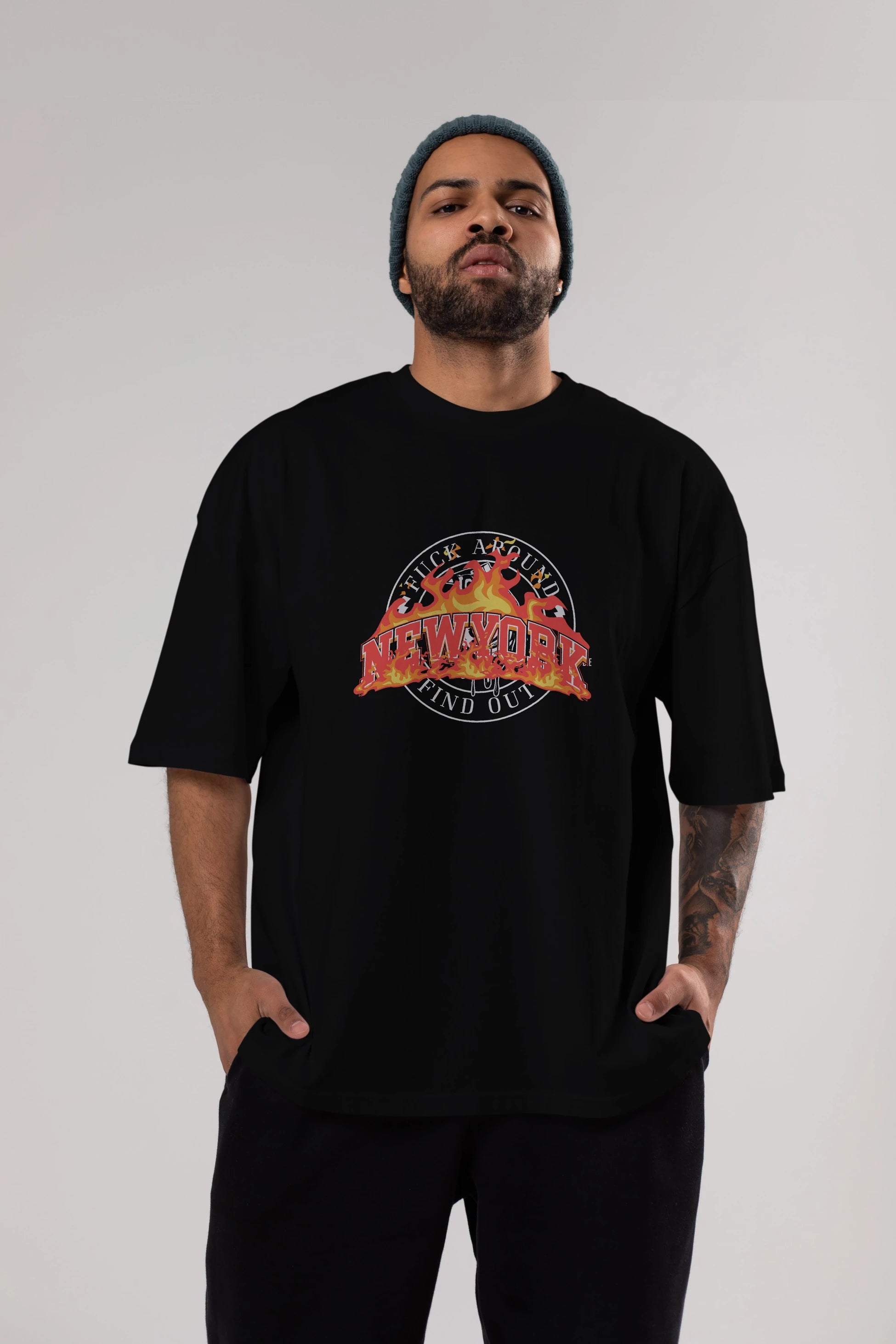 Newyork Style Ön Baskılı Oversize t-shirt Erkek Kadın Unisex