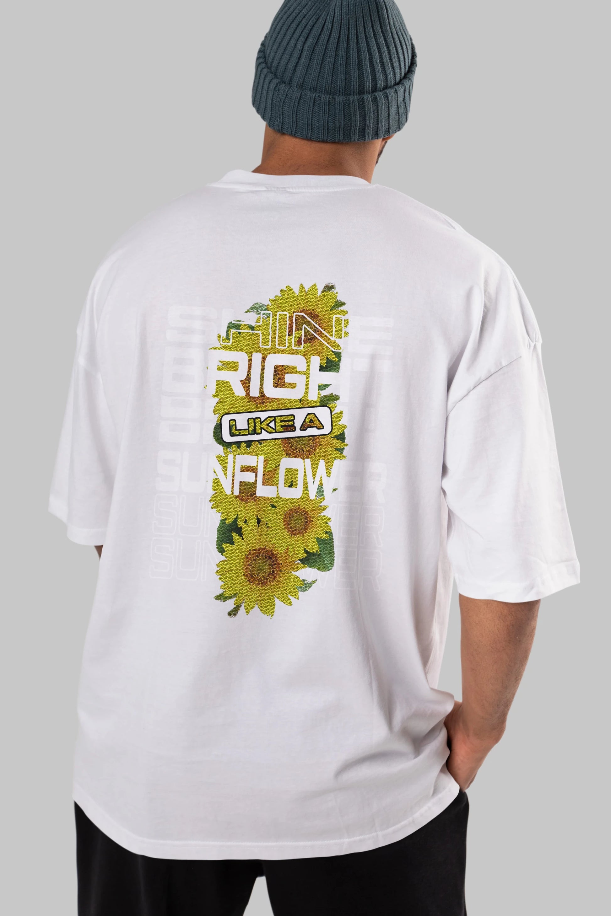Shine bright like a sunflower Arka Baskılı Oversize t-shirt Erkek Kadın Unisex