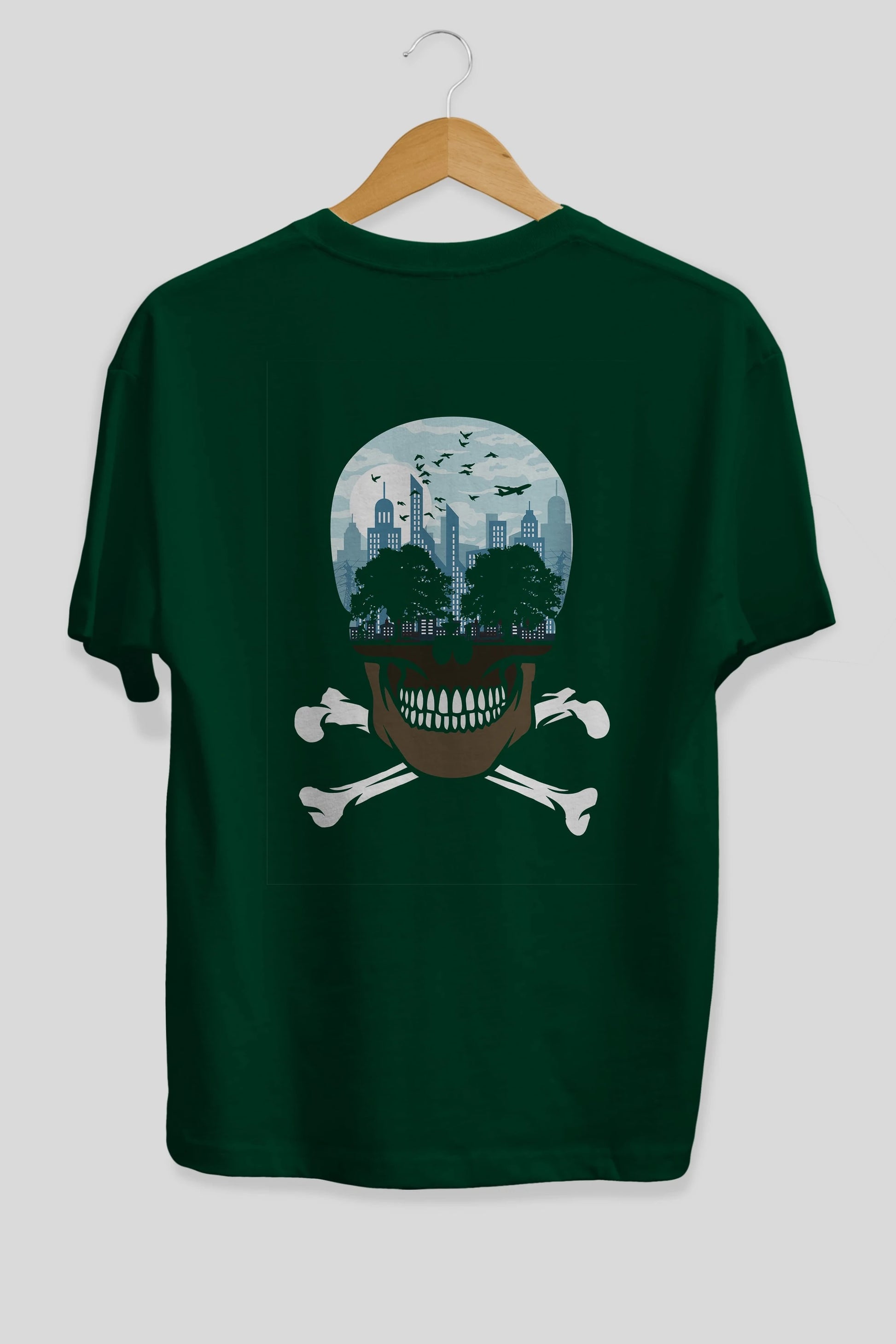 Death City Arka Baskılı Oversize t-shirt %100 pamuk Erkek Kadın Unisex