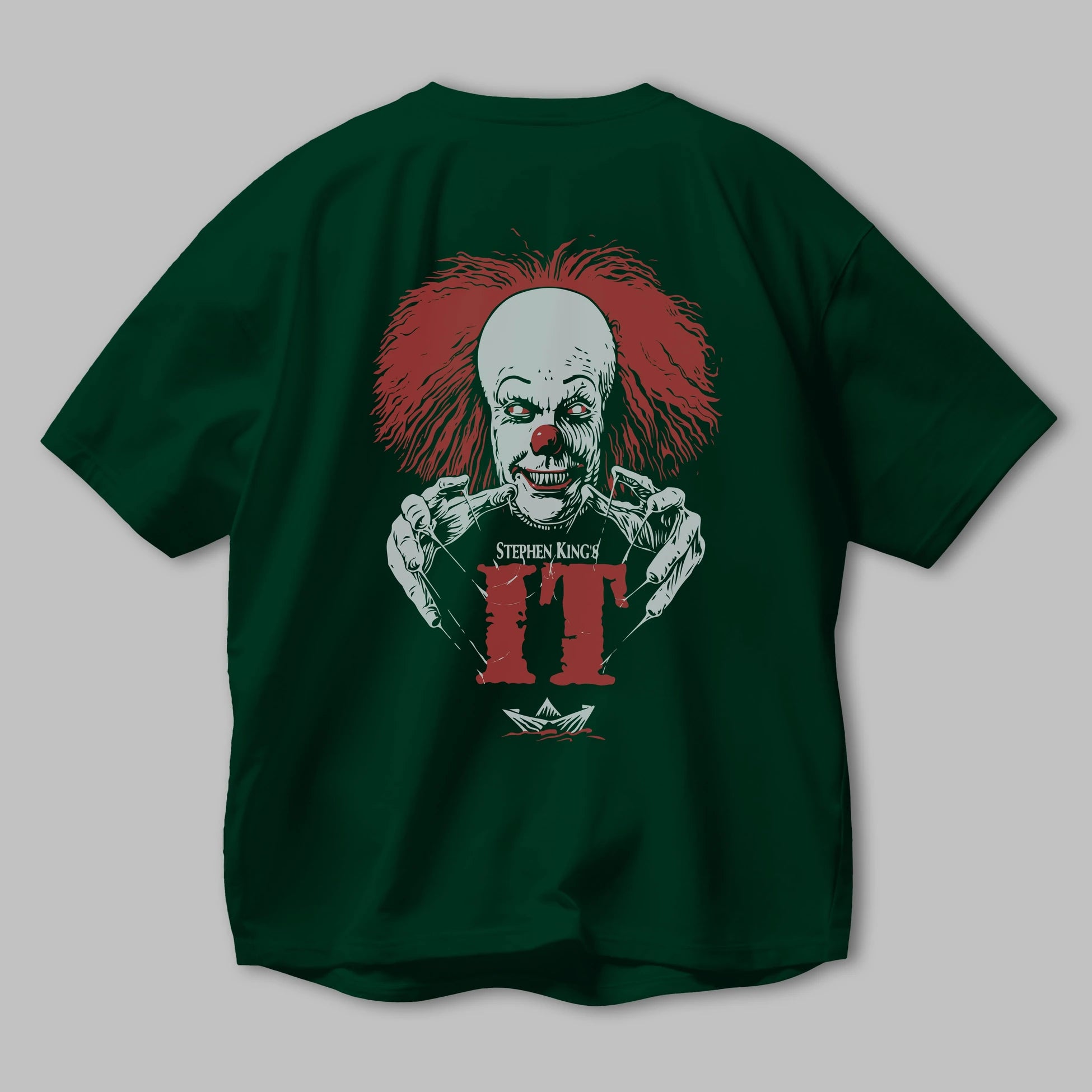 it Arka Baskılı Oversize t-shirt Erkek Kadın Unisex %100 Pamuk Bisiklet Yaka tişort
