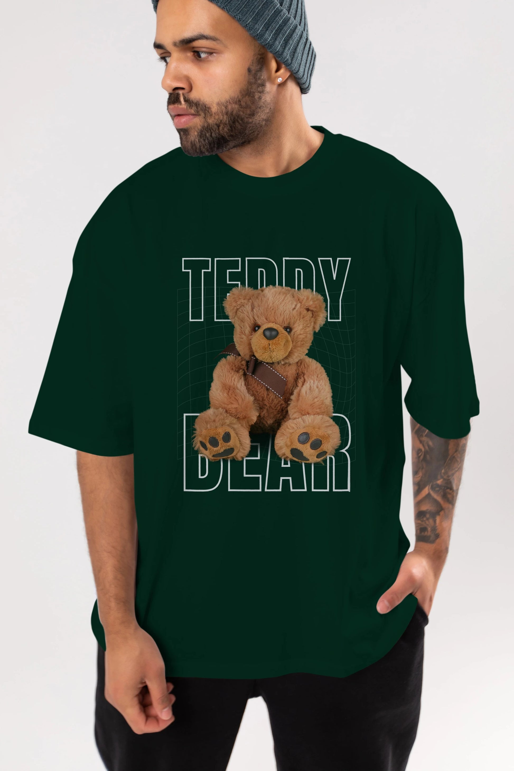 Teddy Bear Yazılı Ön Baskılı Oversize t-shirt Erkek Kadın Unisex