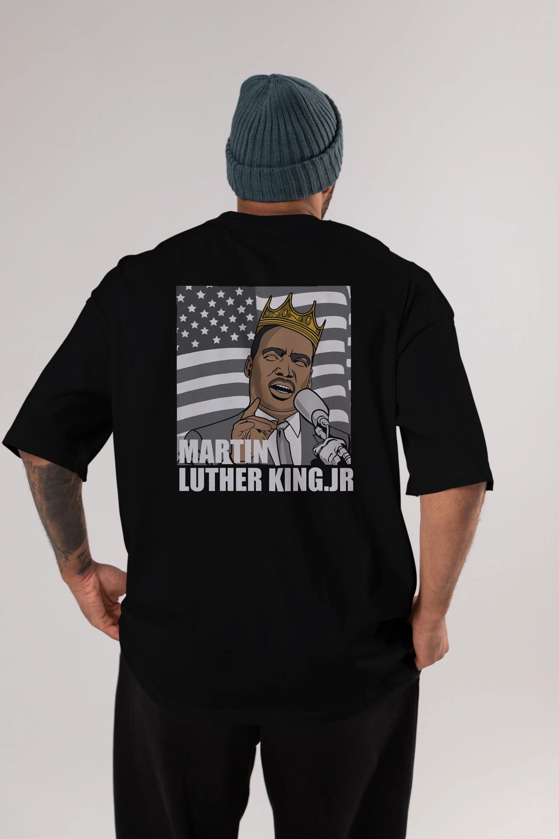 Luther King Arka Baskılı Oversize t-shirt Erkek Kadın Unisex %100 Pamuk tişort