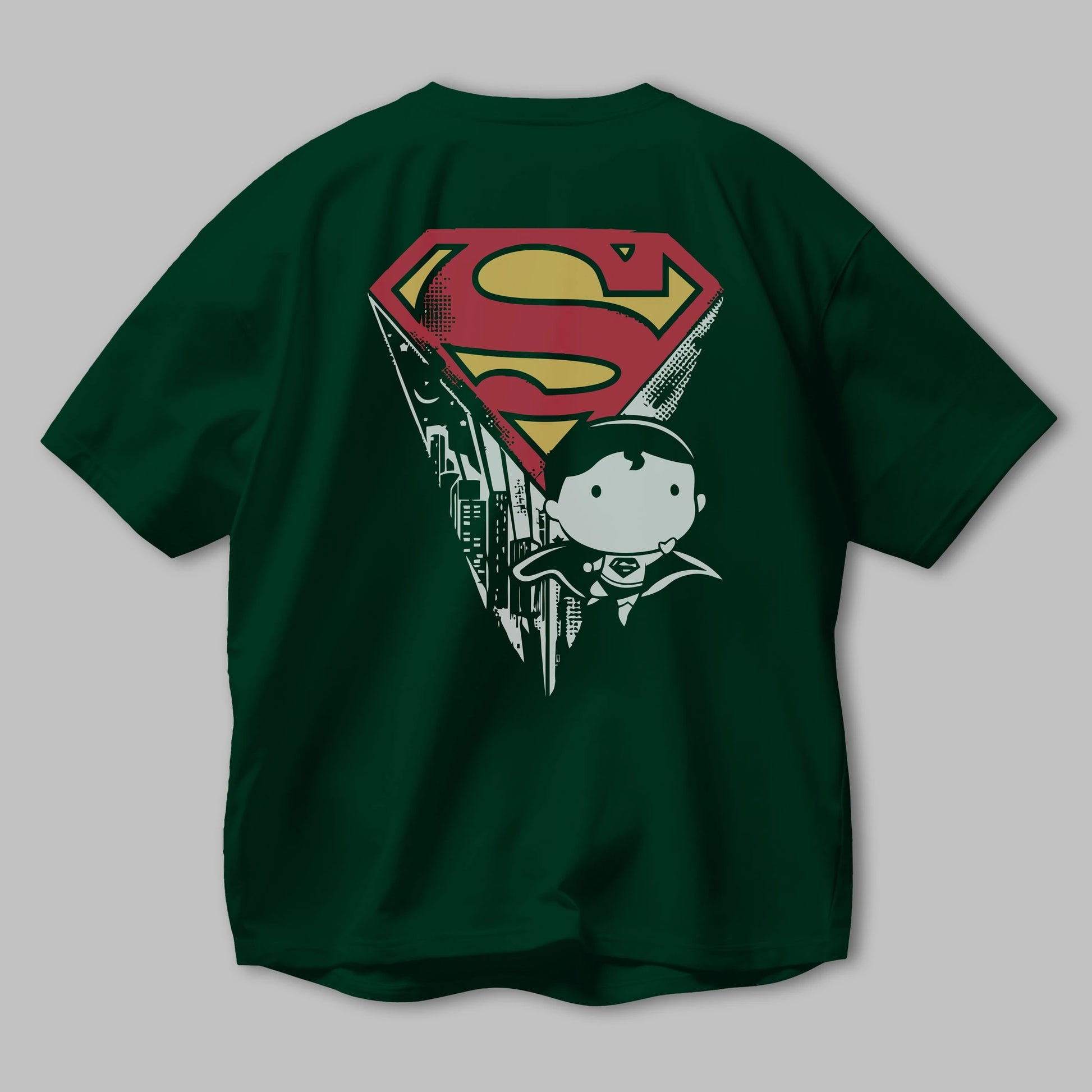 Superman Arka Baskılı Oversize t-shirt Erkek Kadın Unisex %100 Pamuk Bisiklet Yaka tişort