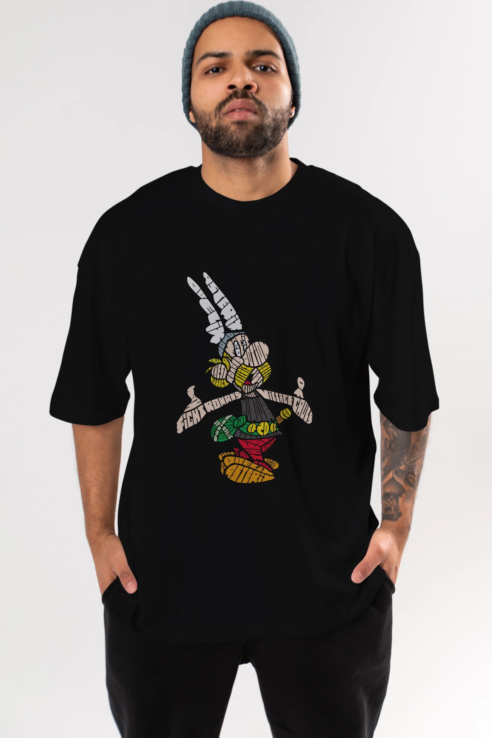 Asterix Ön Baskılı Oversize t-shirt %100 pamuk Erkek Kadın Unisex