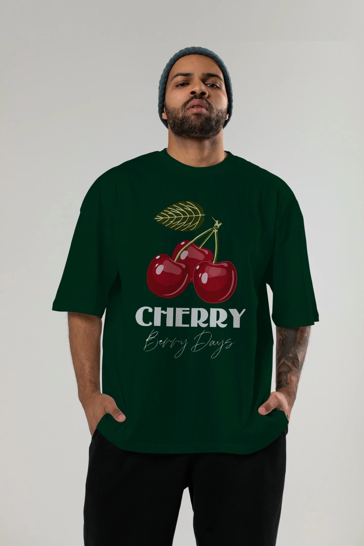 Cherry Cherries 12 Ön Baskılı Oversize t-shirt Erkek Kadın Pamuk Bisiklet Yaka tişort