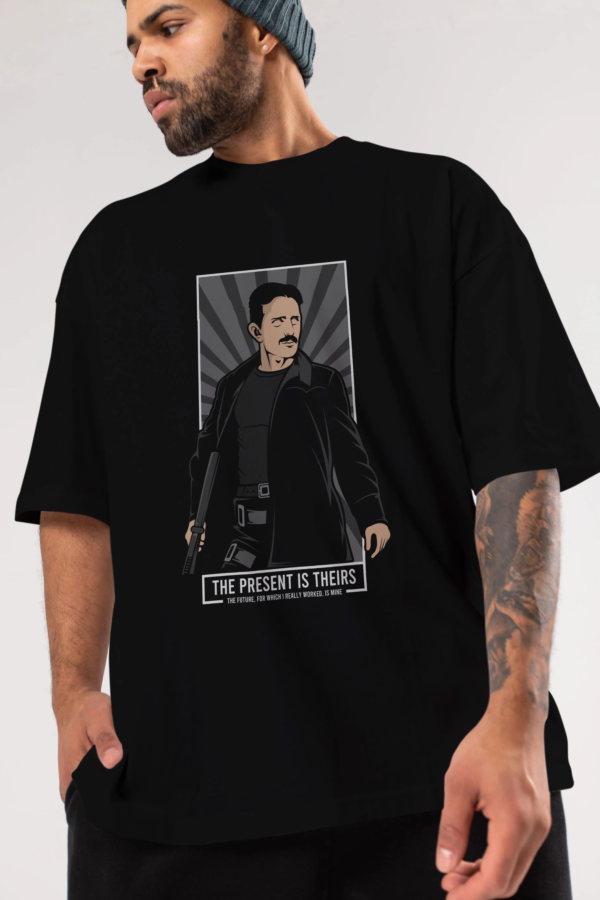 Tesla Matrix Ön Baskılı Oversize t-shirt Erkek Kadın Unisex %100 Pamuk tişort