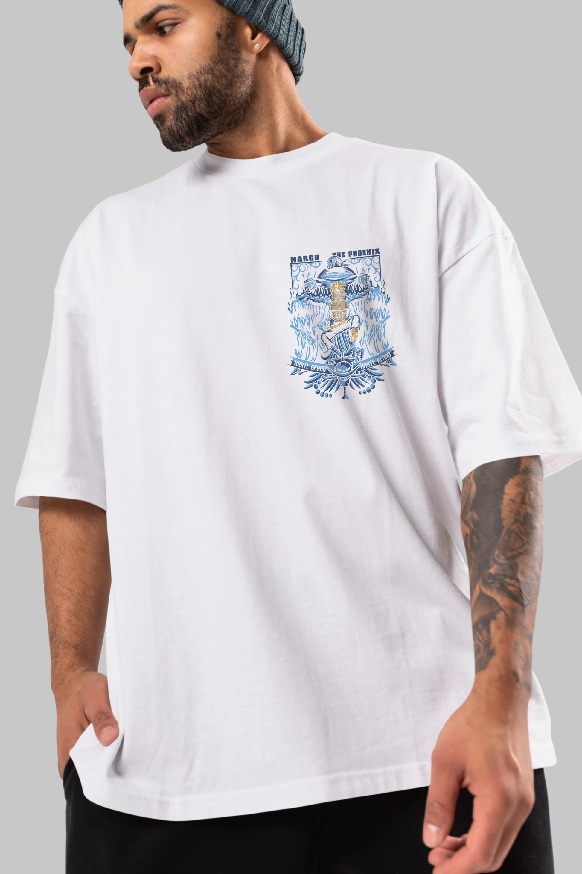 MARCO EL FENIX One Piece Ön Sol Baskılı Oversize t-shirt Erkek Kadın Unisex %100 Pamuk Bisiklet Yaka tişort
