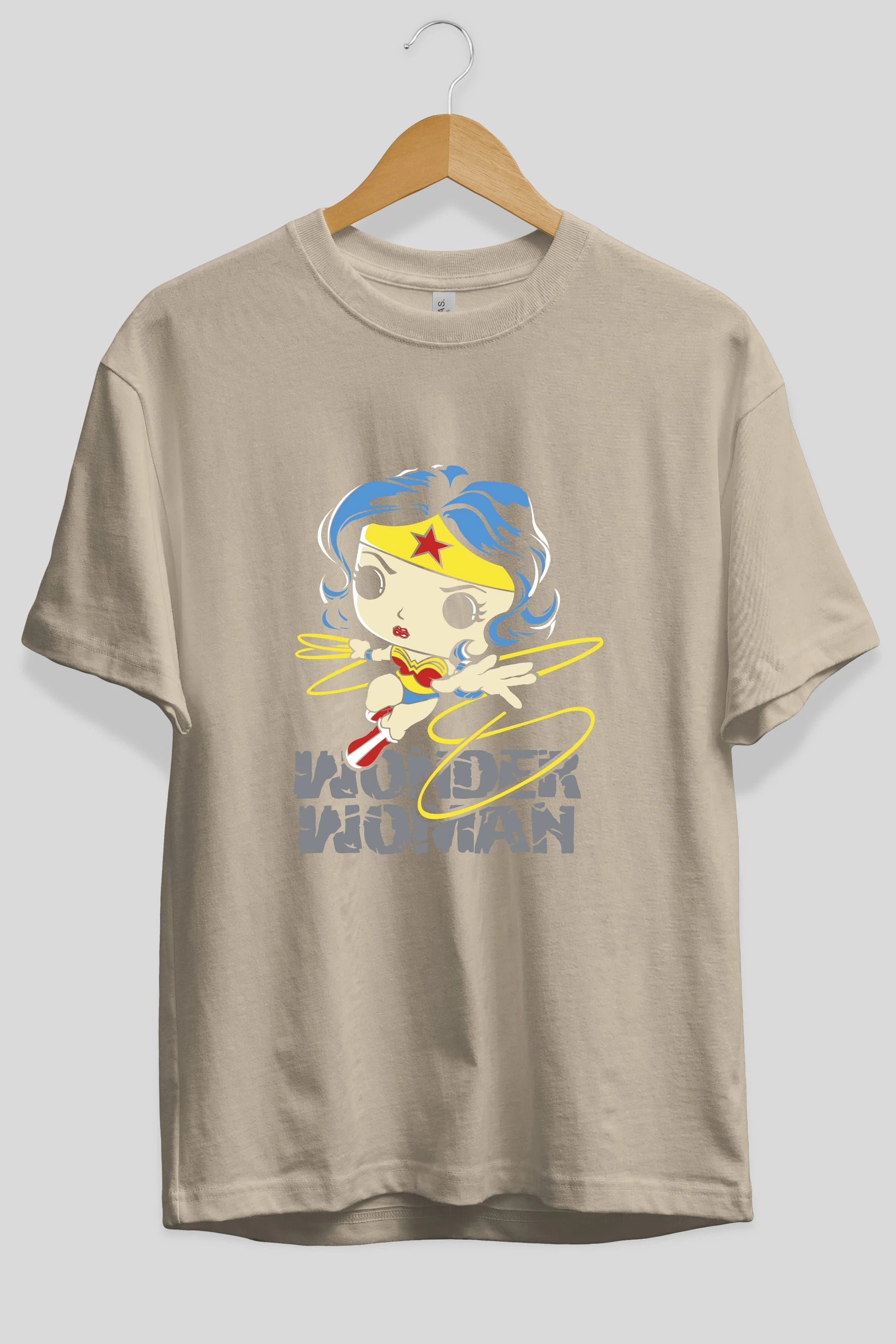 Wonder Woman Ön Baskılı Oversize t-shirt Erkek Kadın Unisex %100 Pamuk Bisiklet Yaka tişort