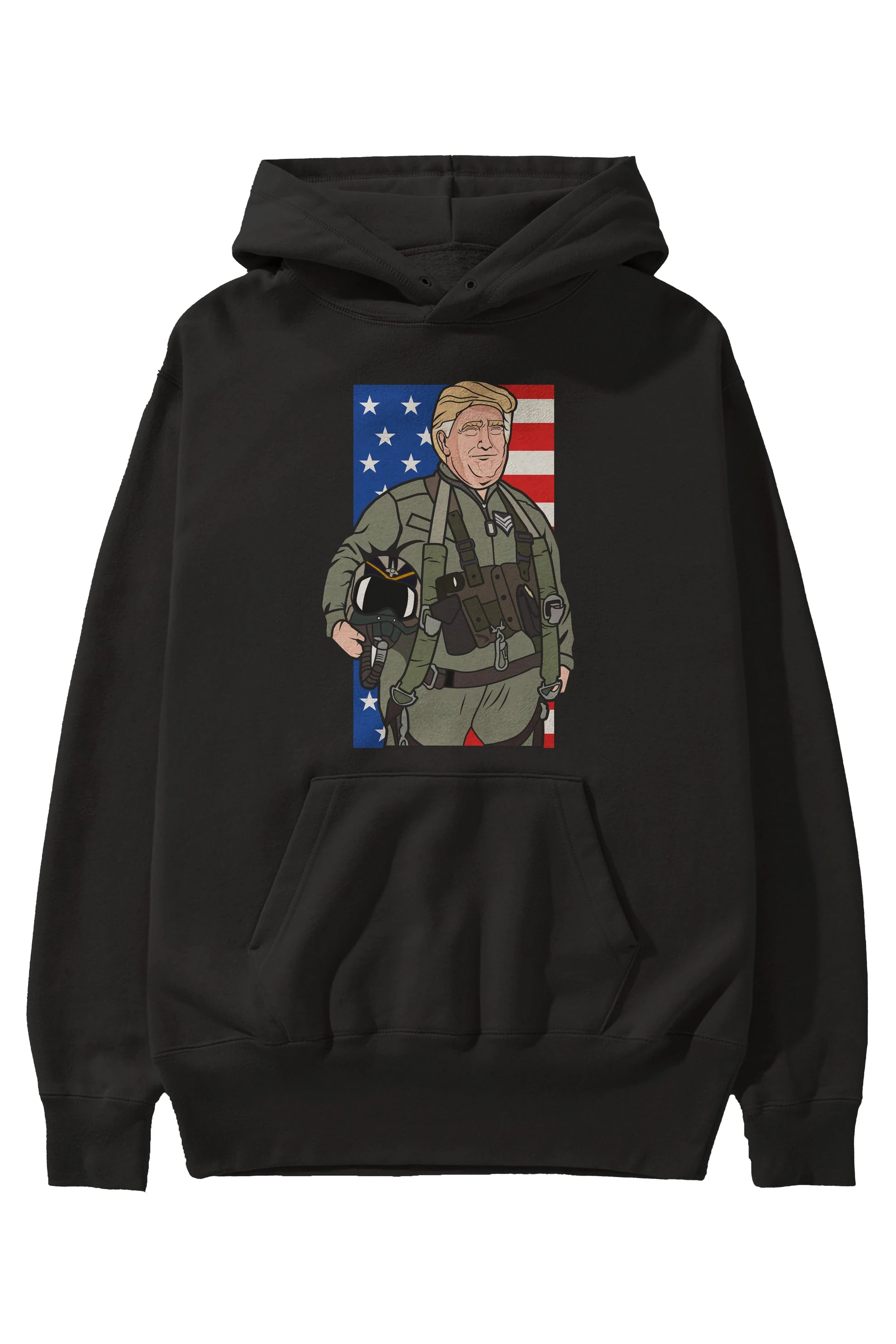 Trump Jetplane Pilot Ön Baskılı Hoodie Oversize Kapüşonlu Sweatshirt Erkek Kadın Unisex